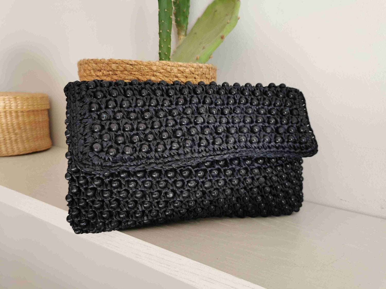 Beaded and crocheted pouch