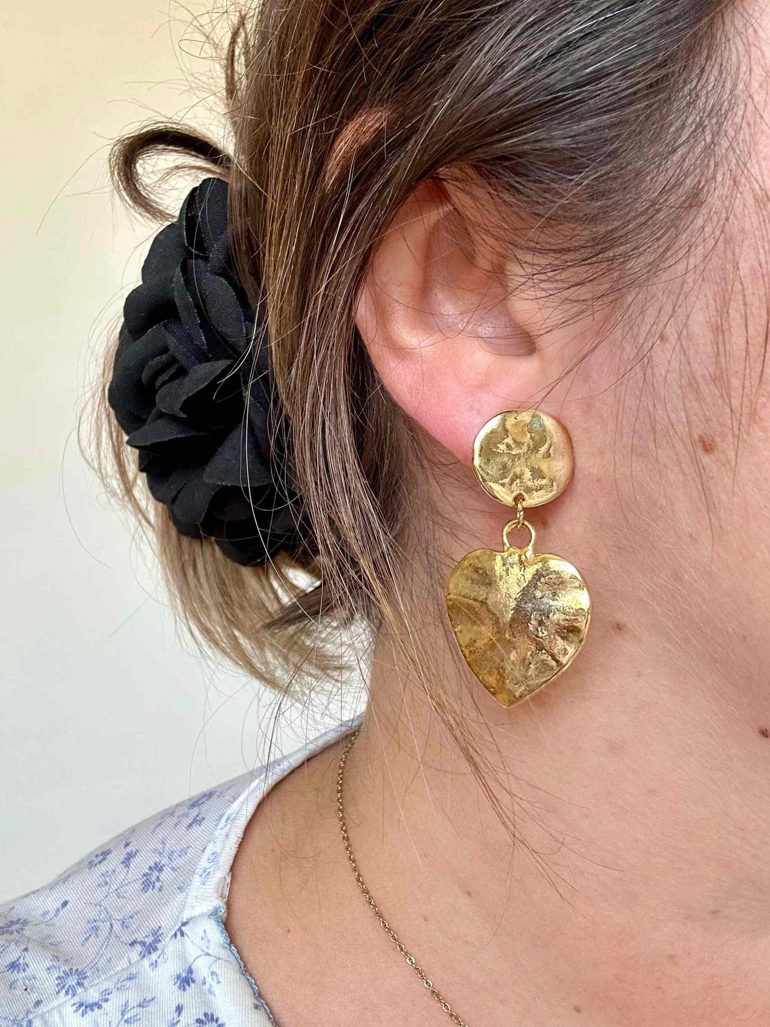 Heart-shaped clip-on earrings