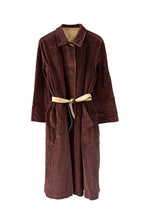 Reversible velvet trench coat