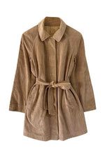 Reversible velvet trench coat