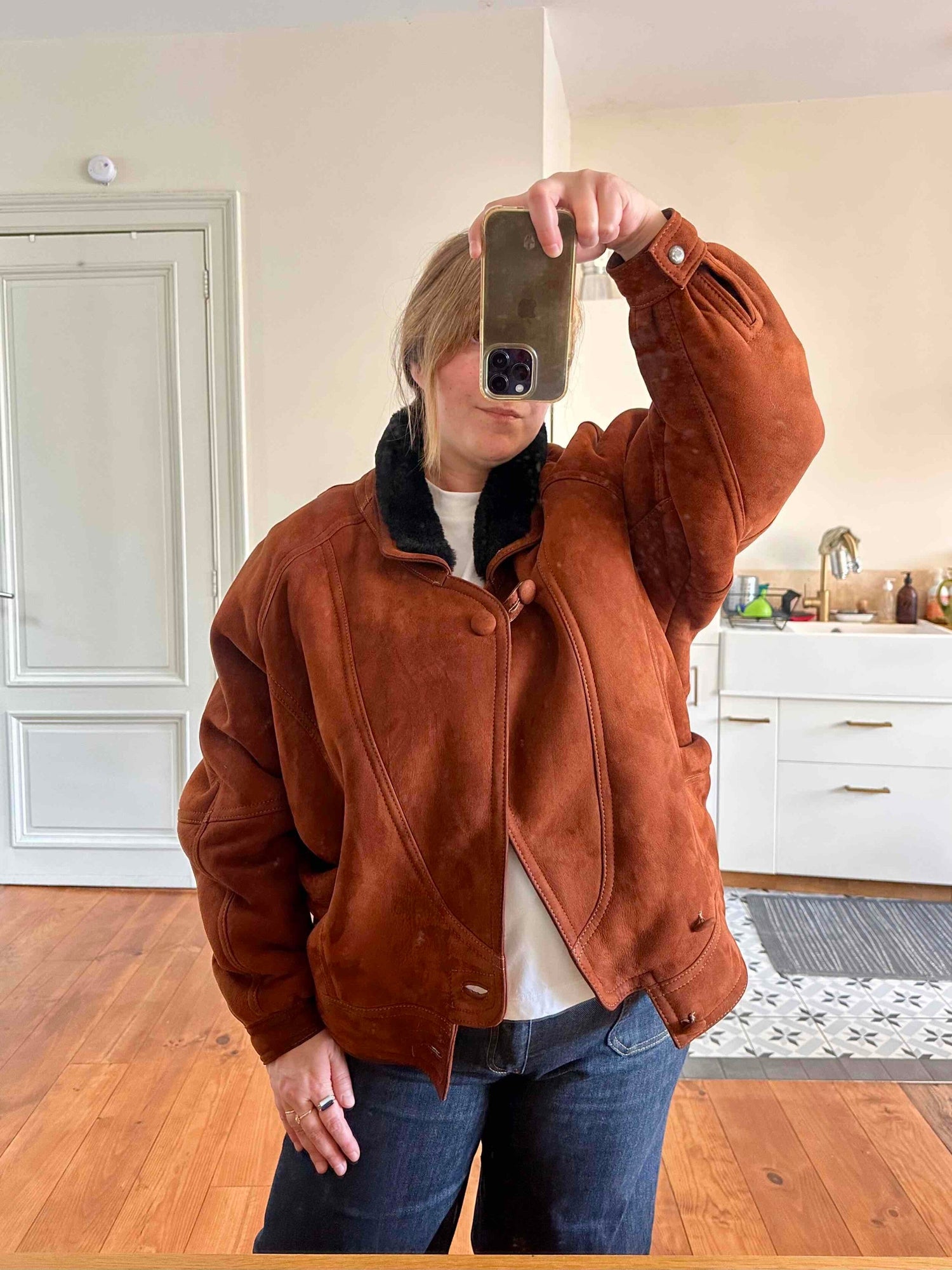 Bombardier with wool lining