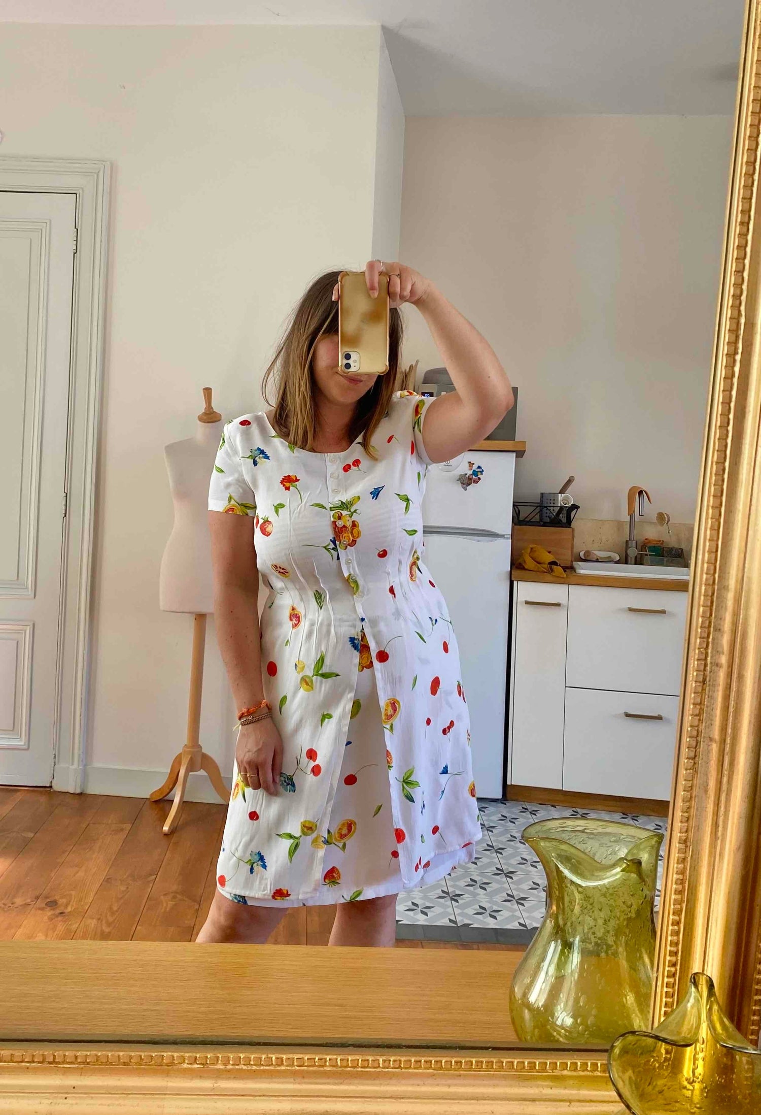 Fruit-print mini dress