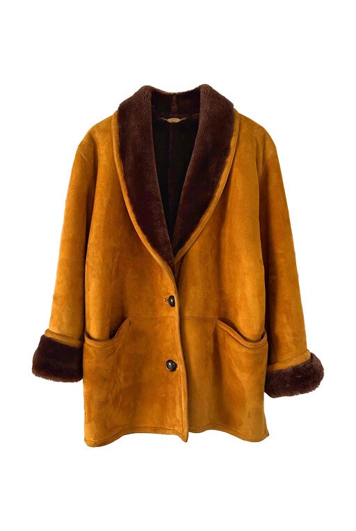 Wool-lined leather coat