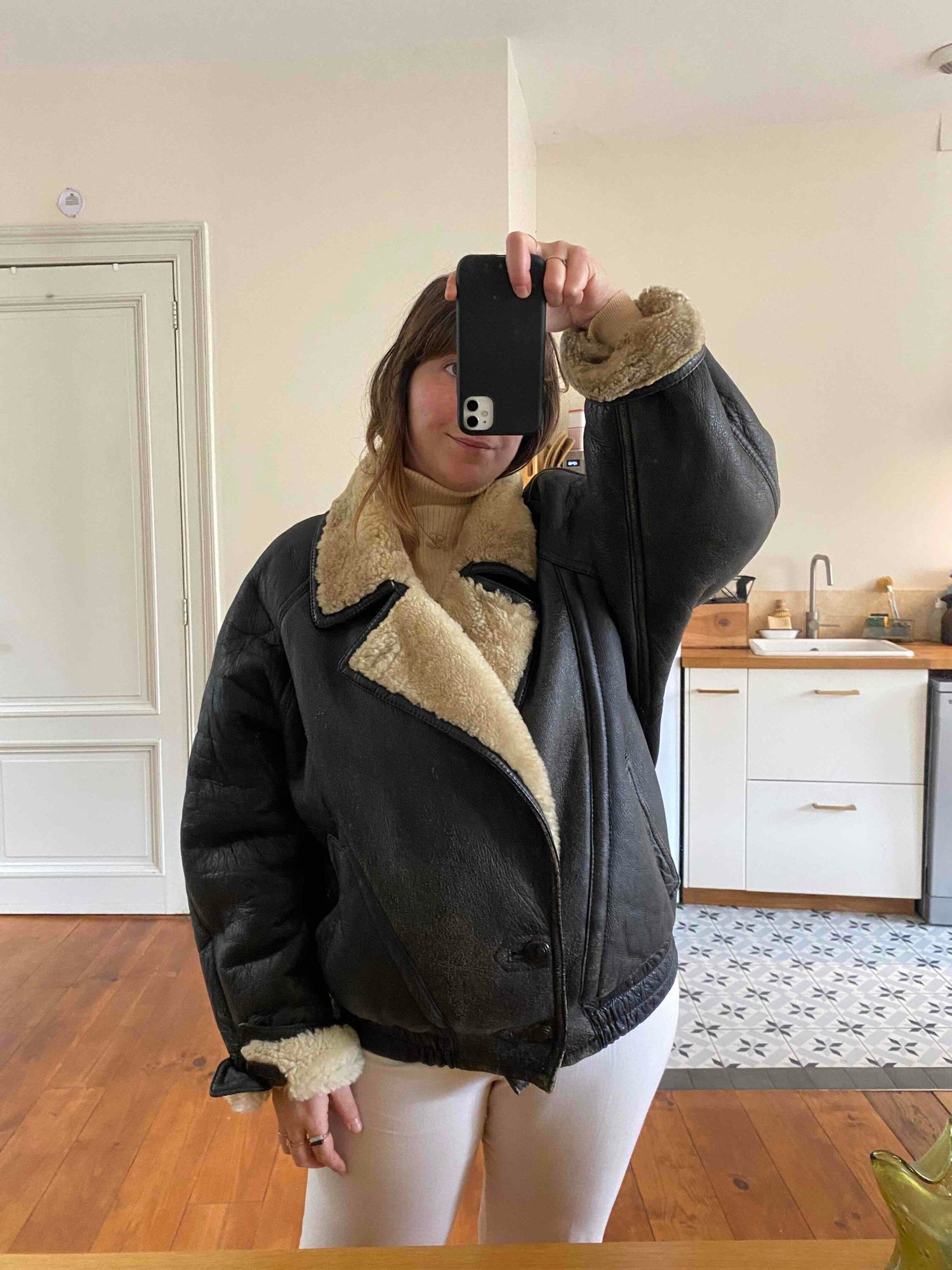 Wool-lined bomber jacket