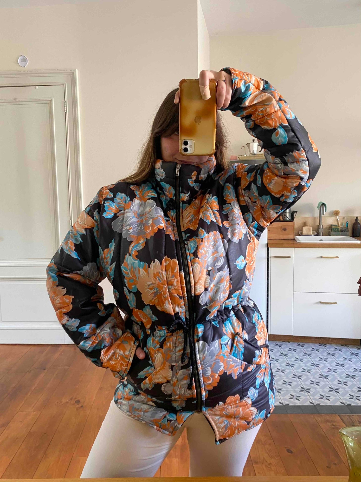 Floral puffer jacket