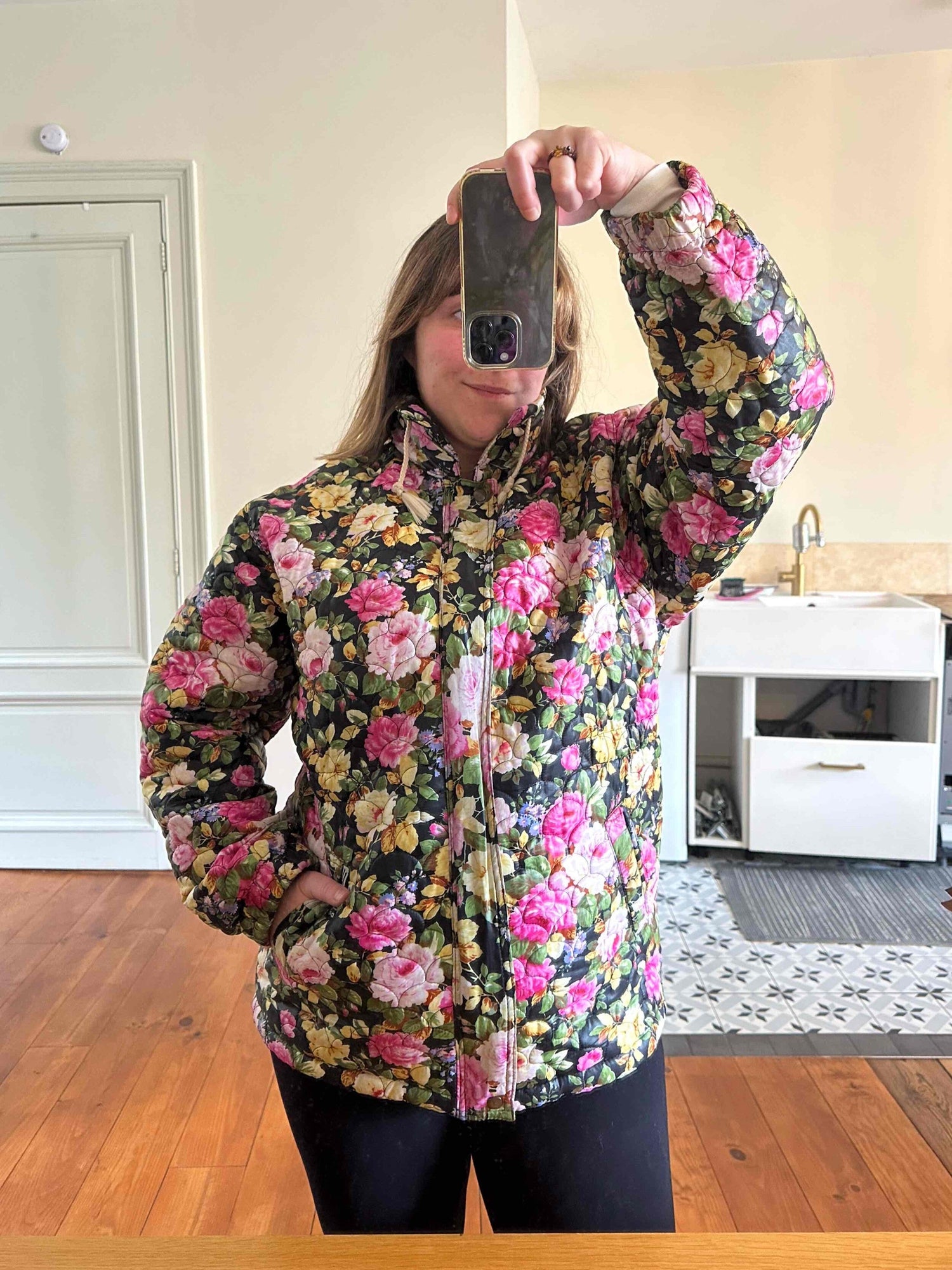 Floral puffer jacket