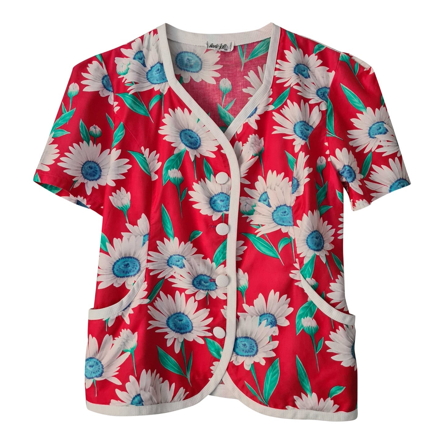 Top boutonné à fleurs