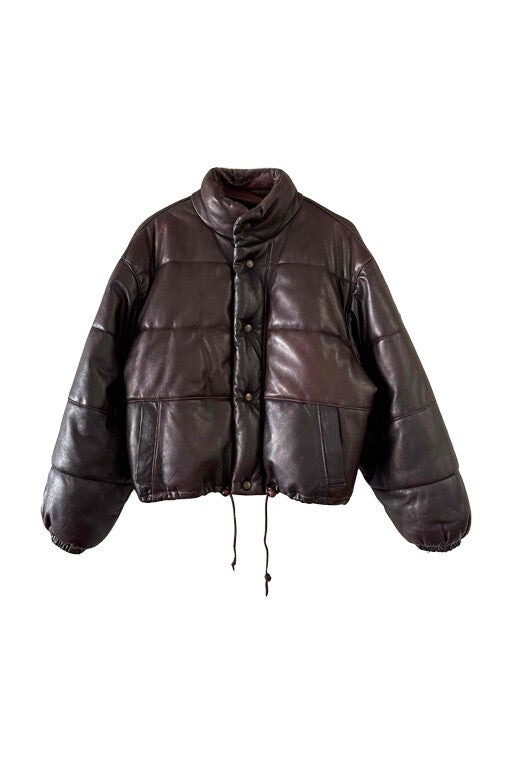 Leather down jacket