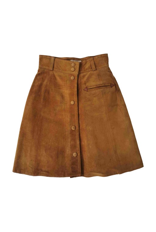 Suede trapeze skirt