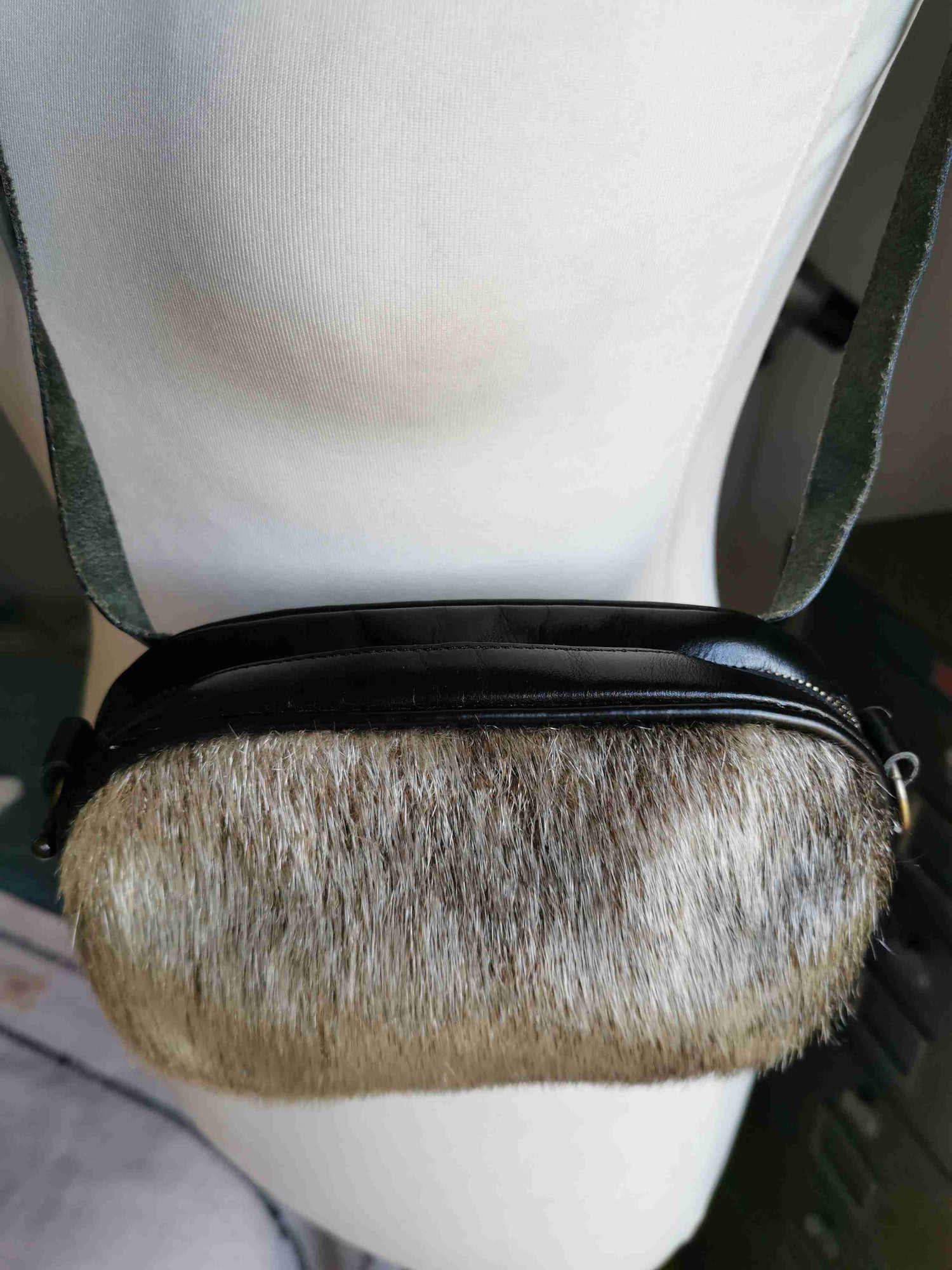 Leather and fur bag