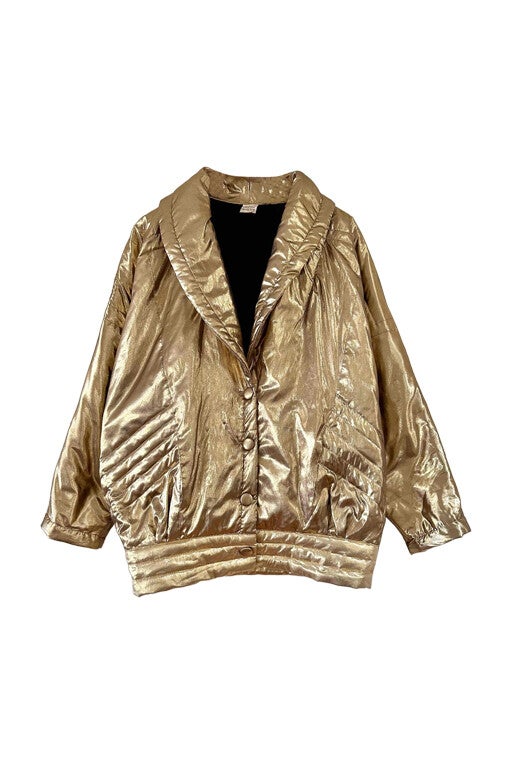 Gold metallic puffer jacket