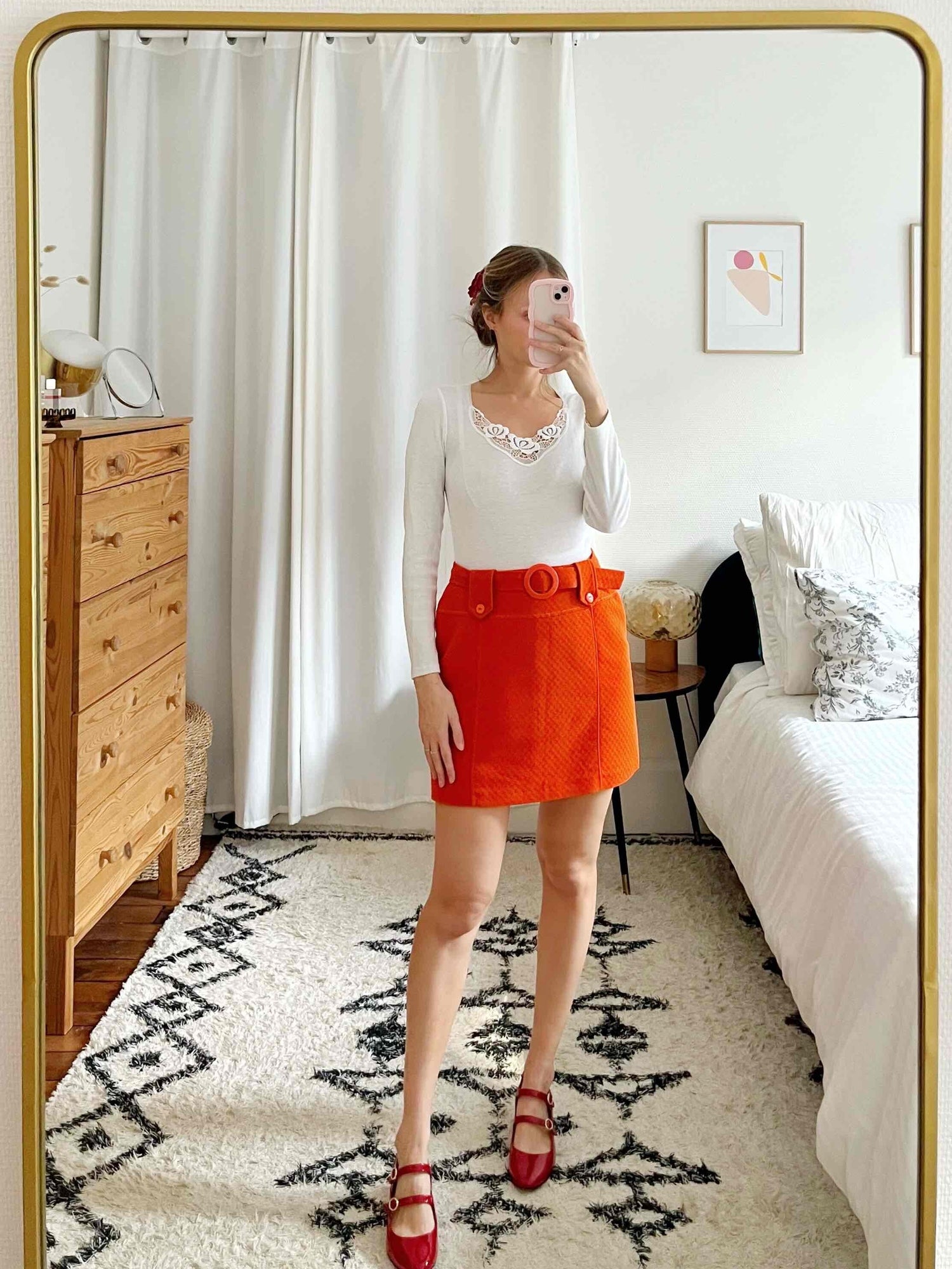 Orange mini skirt