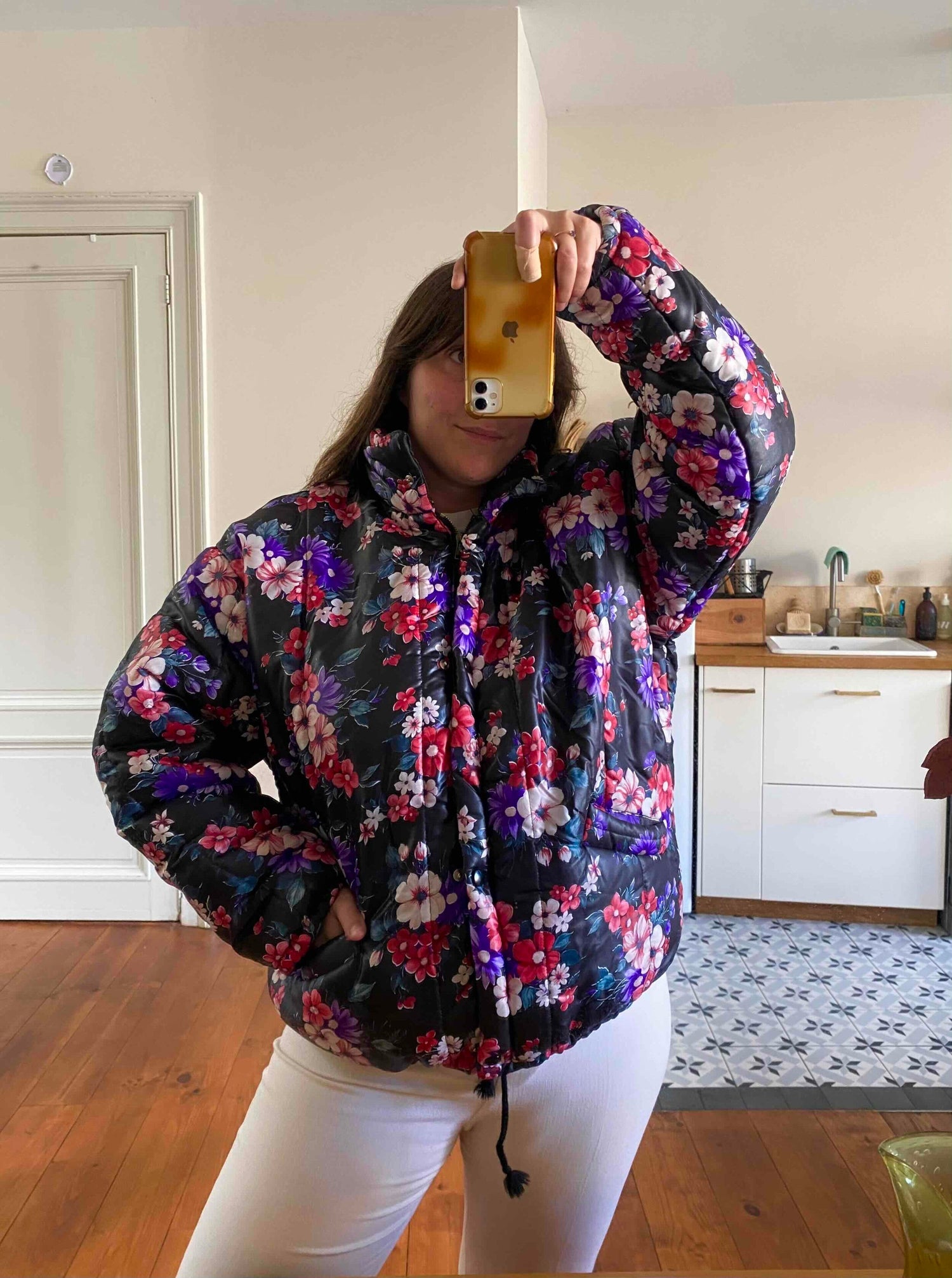 Floral puffer jacket
