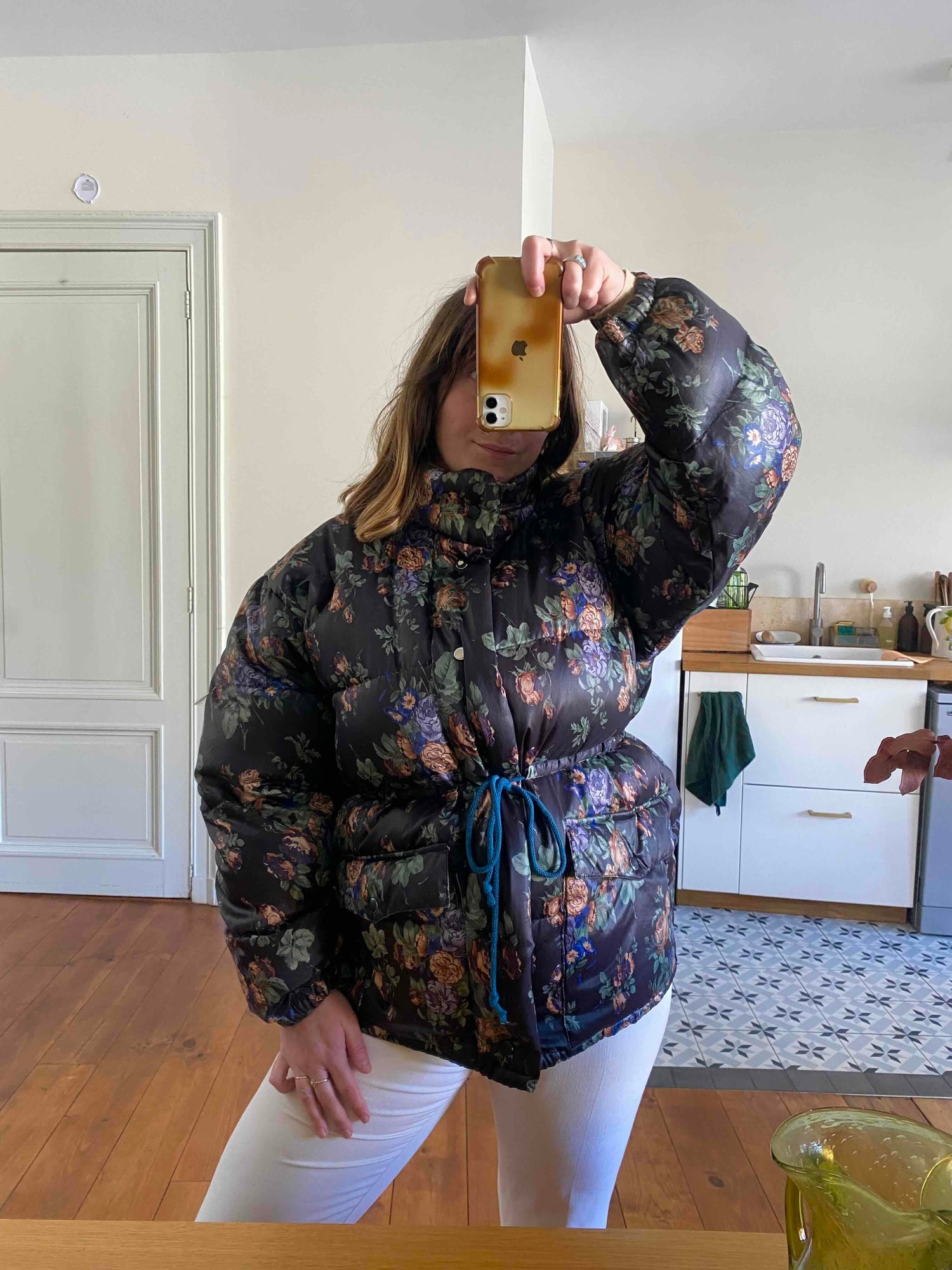 Floral puffer jacket