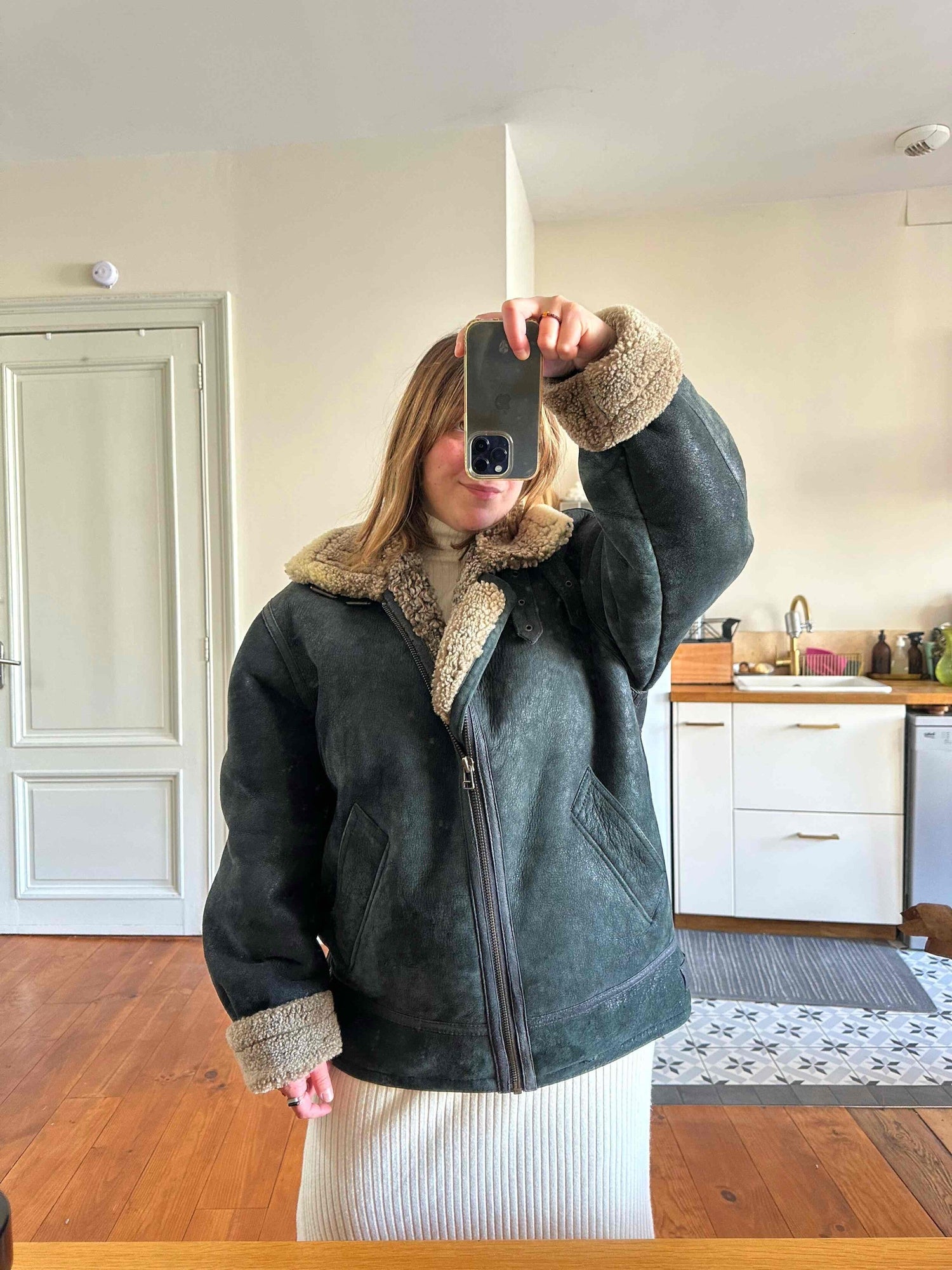 Wool-lined bomber jacket