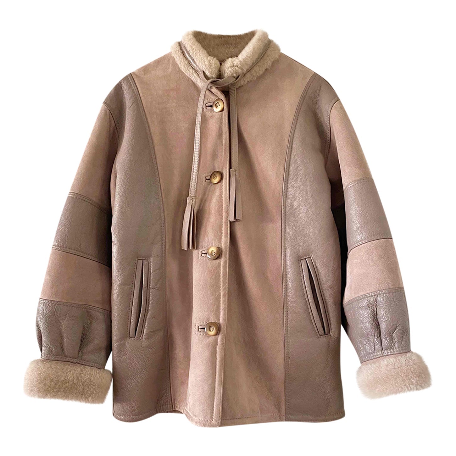 Wool-lined leather coat