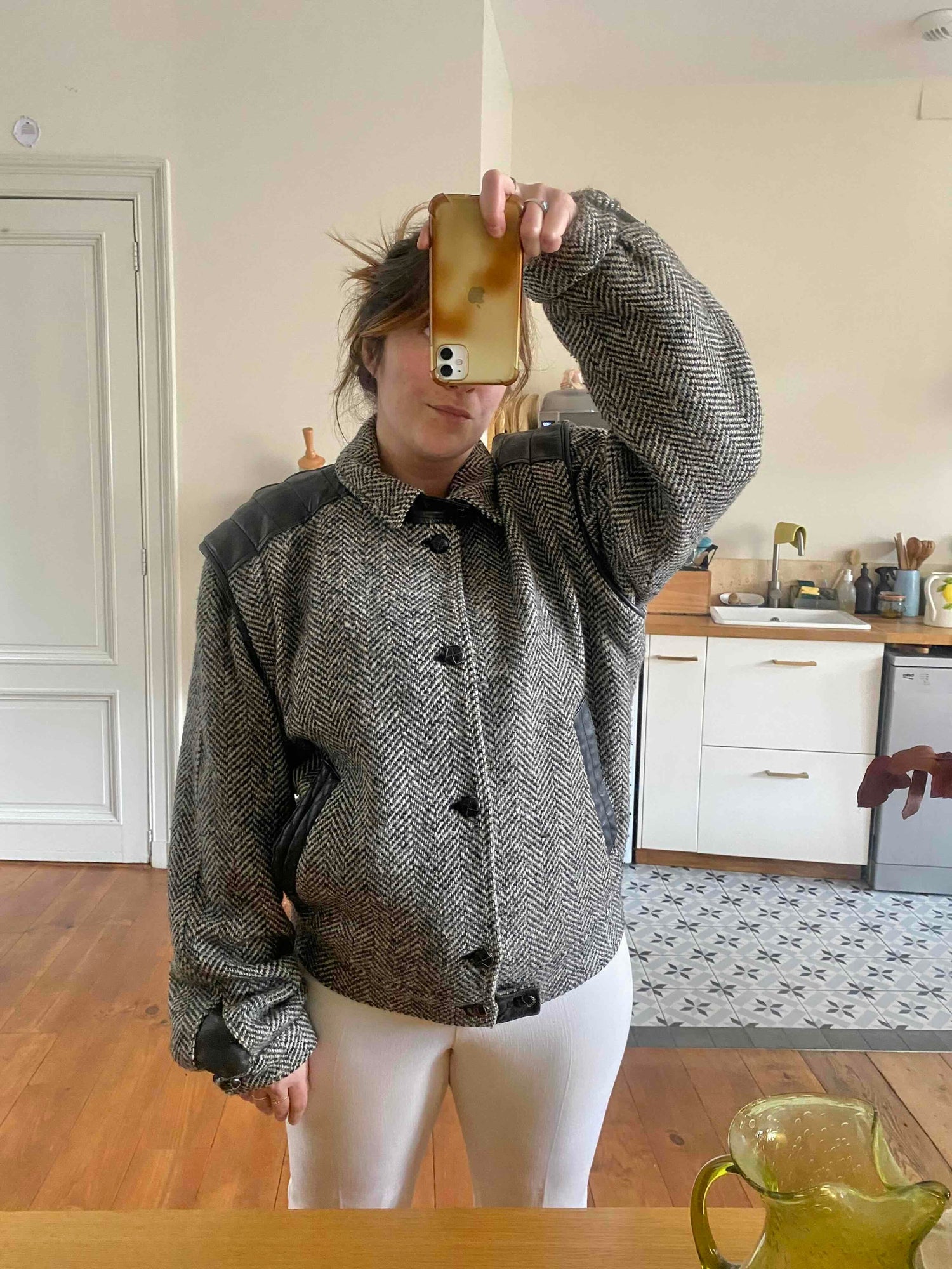 Wool and leather jacket