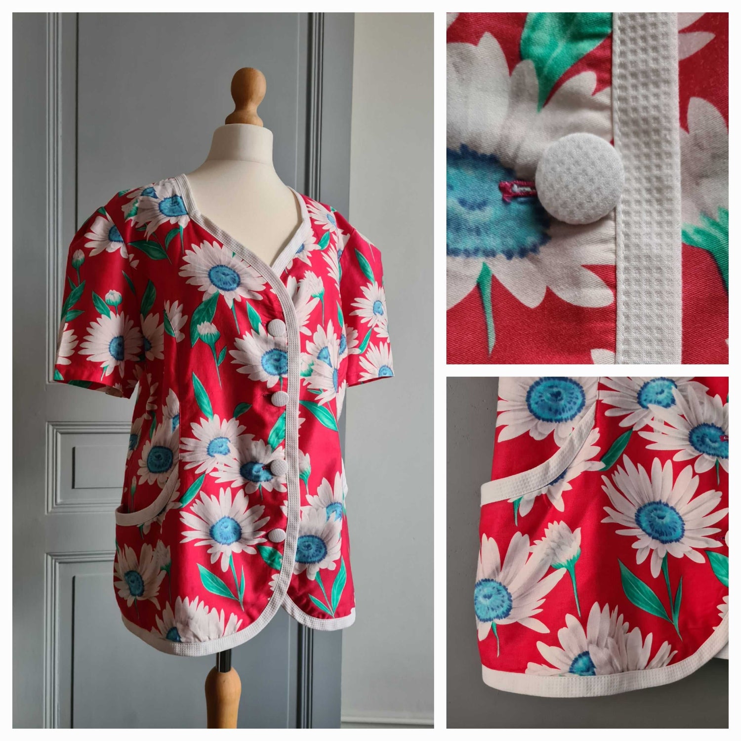 Top boutonné à fleurs