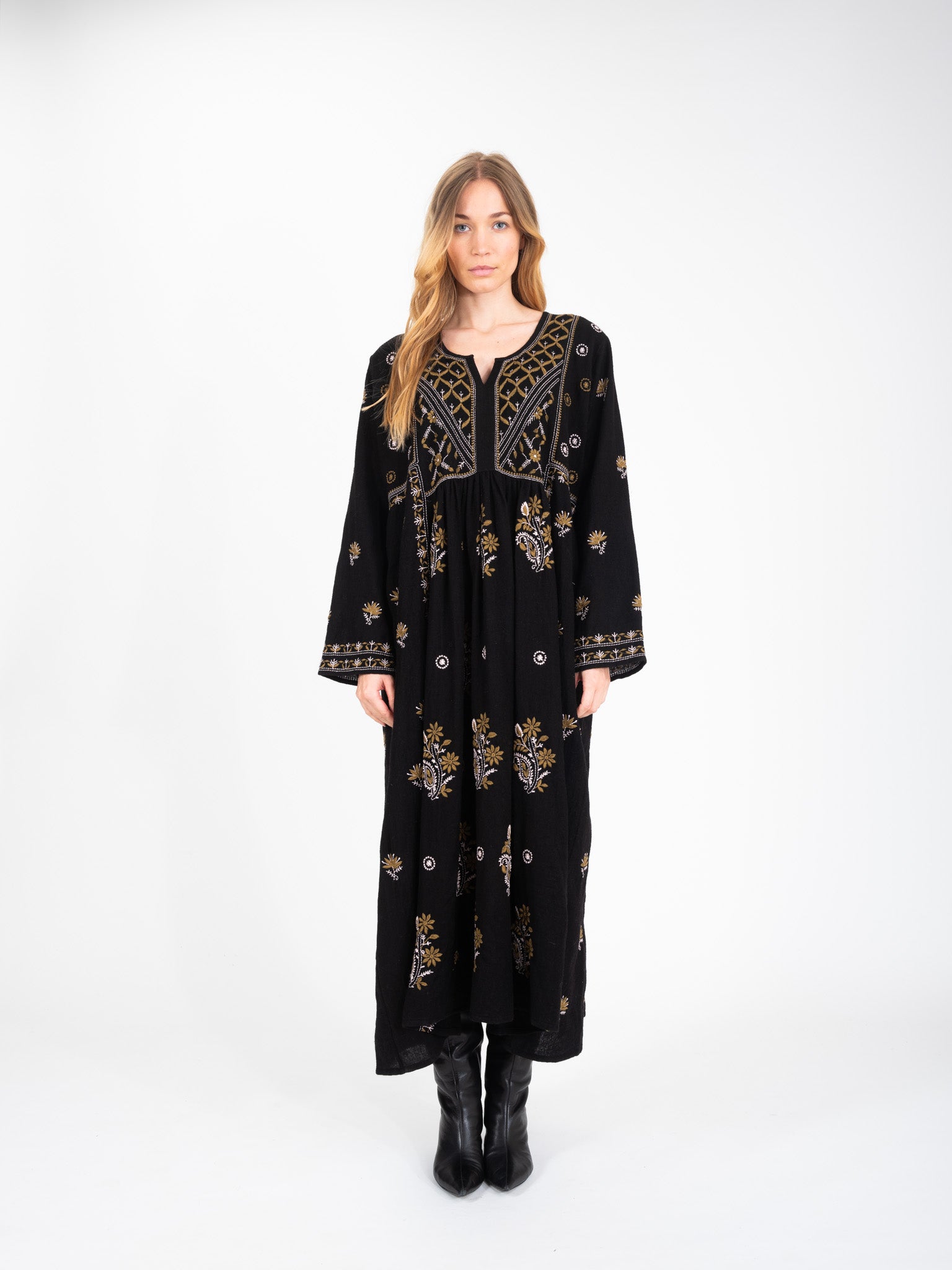 Robe Tunique Noire Brodée Dorée - Jigsaw - Taille Medium (12) - Neuf Avec étiquettes