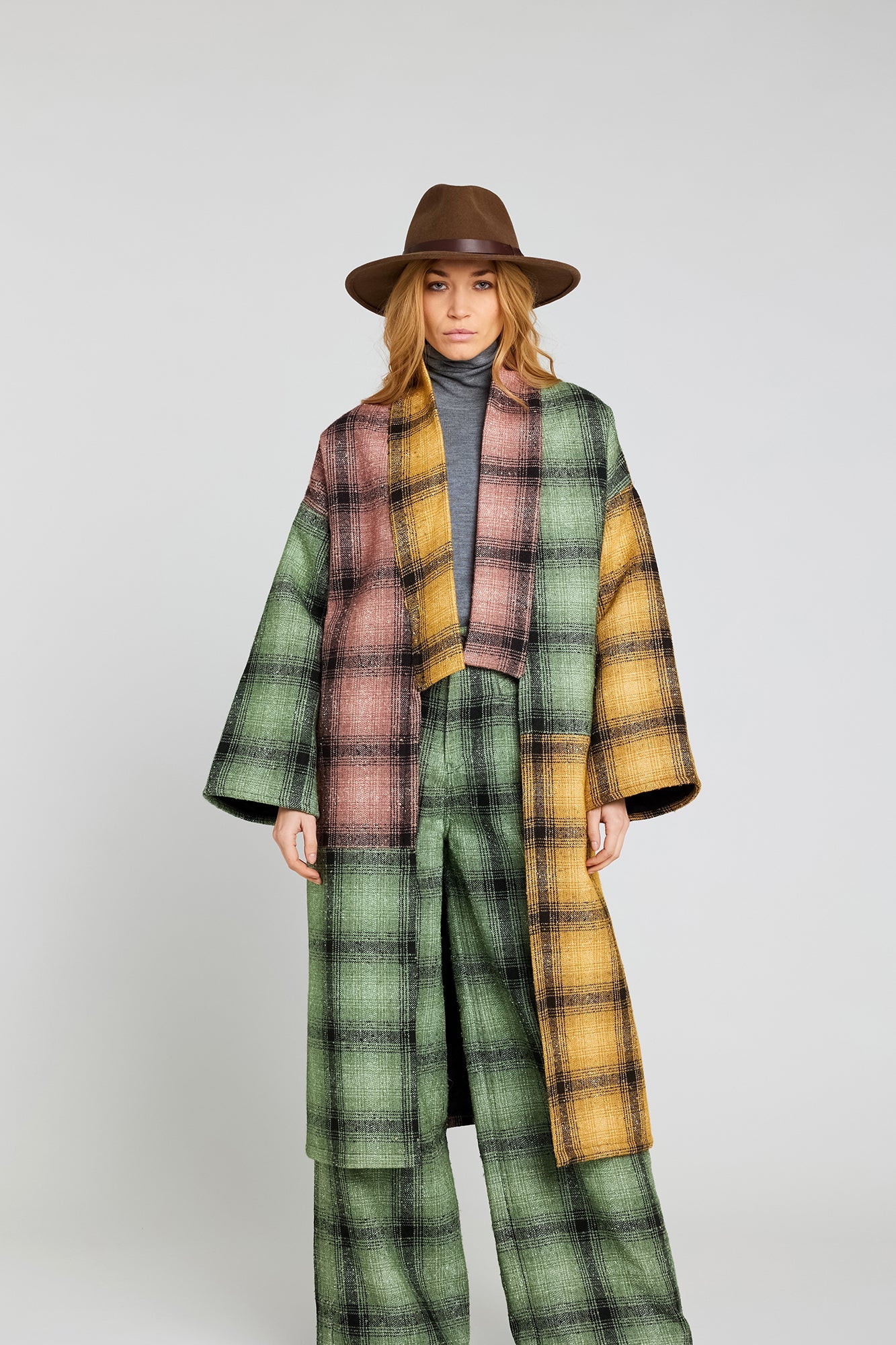 Manteau Puffa En Tweed De Laine Tartan - Taille L - Marque Puffa
