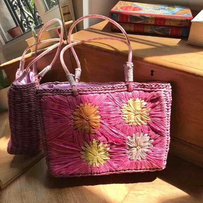 Pink wicker basket