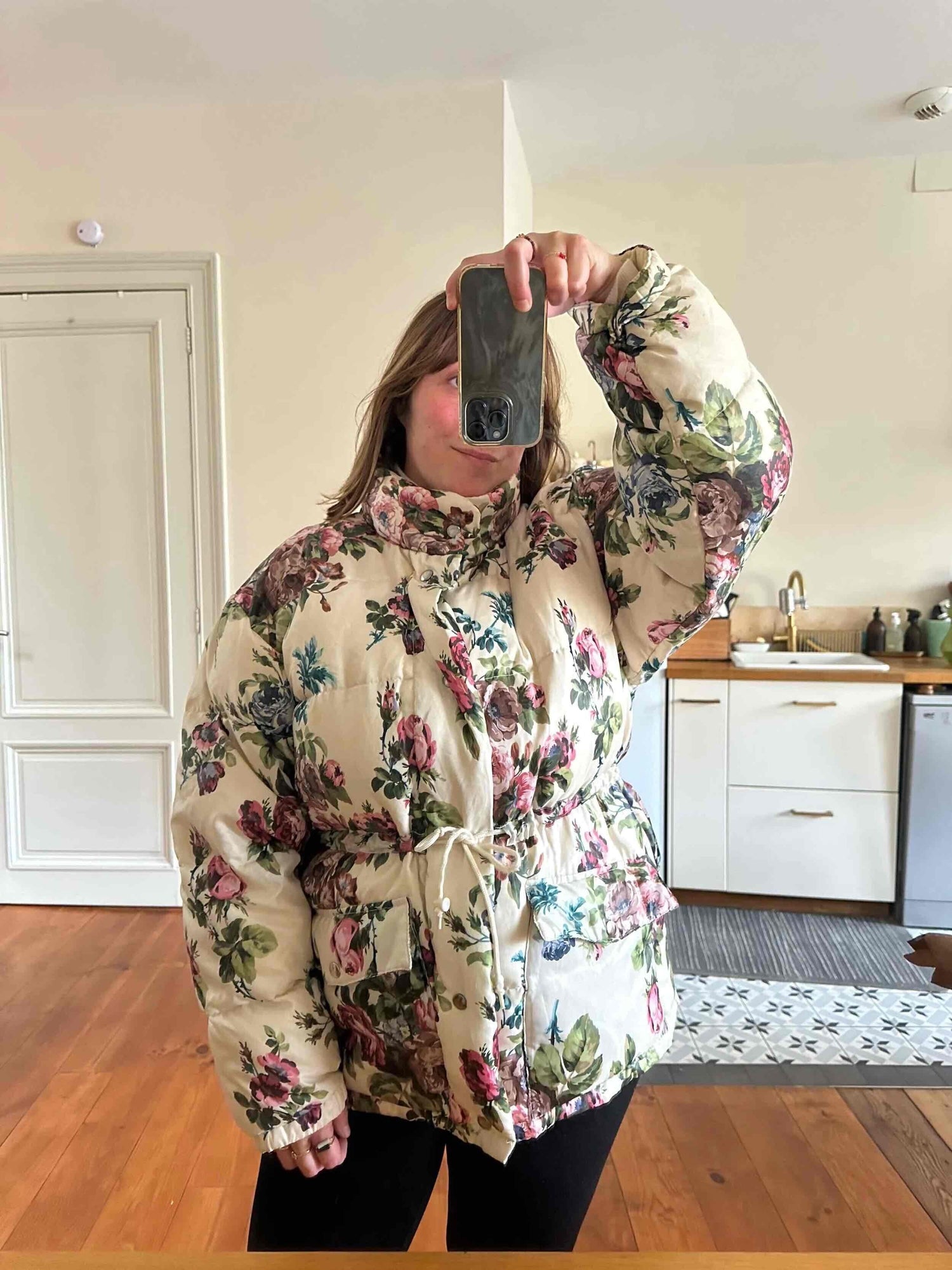 Floral puffer jacket