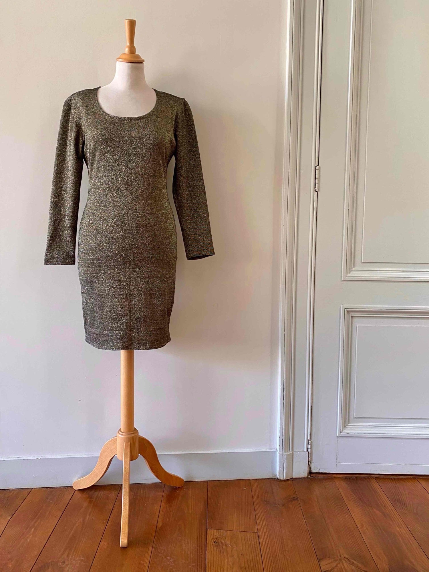 Mini dress in lurex knit fabric
