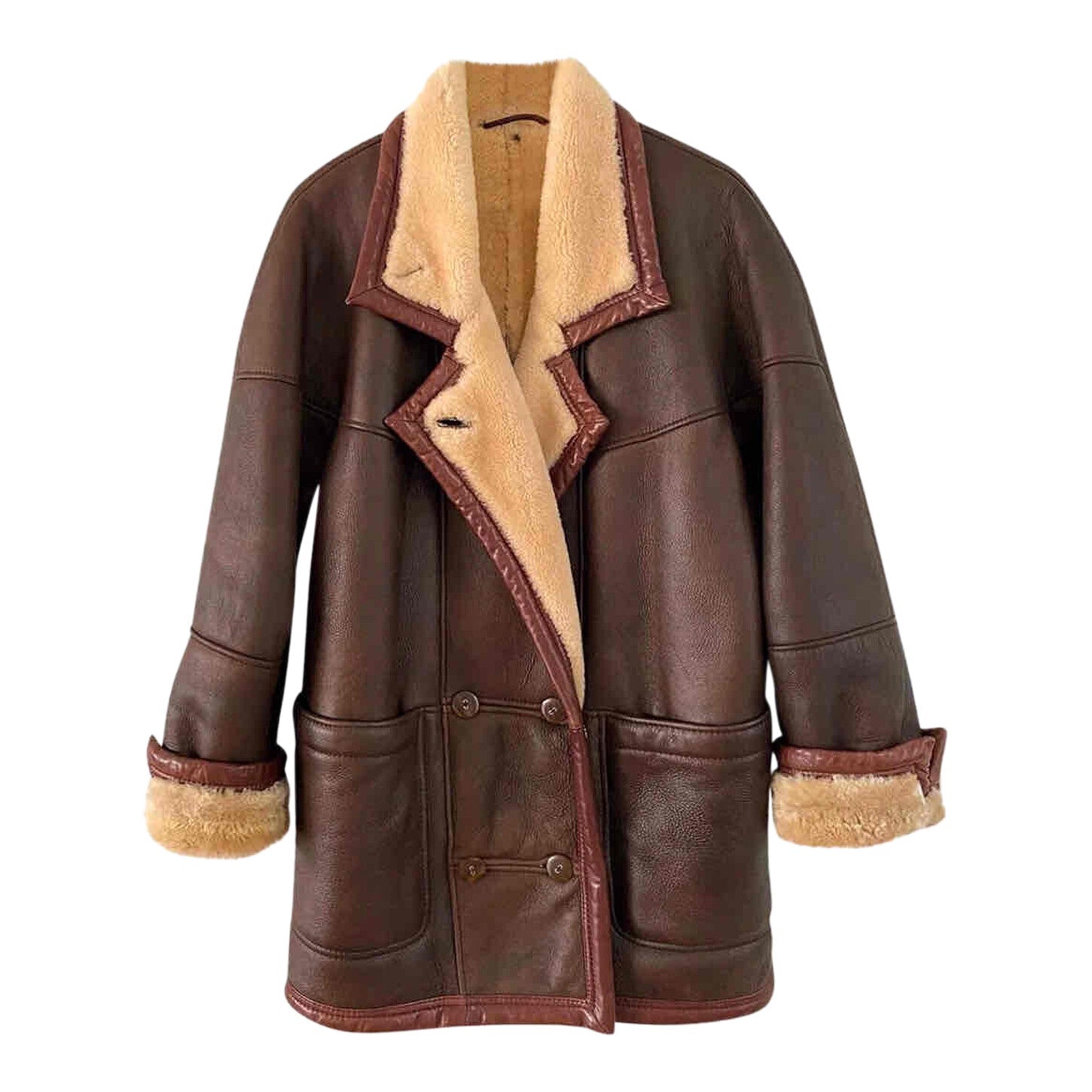 Wool-lined leather coat