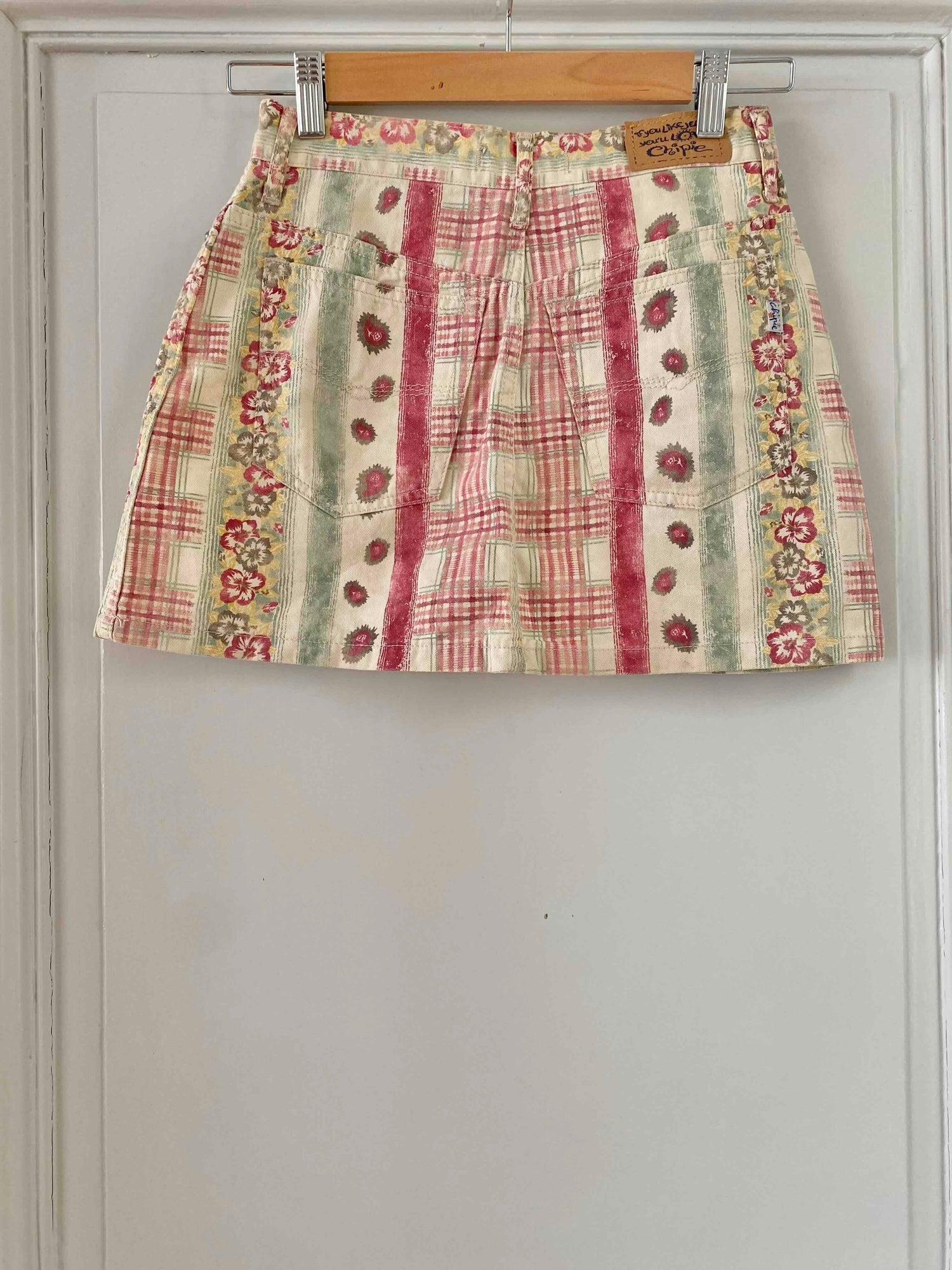 Patchwork denim mini skirt