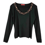 Top en maille brodé