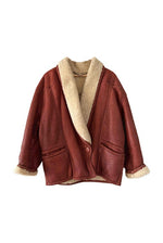 Wool-lined leather coat