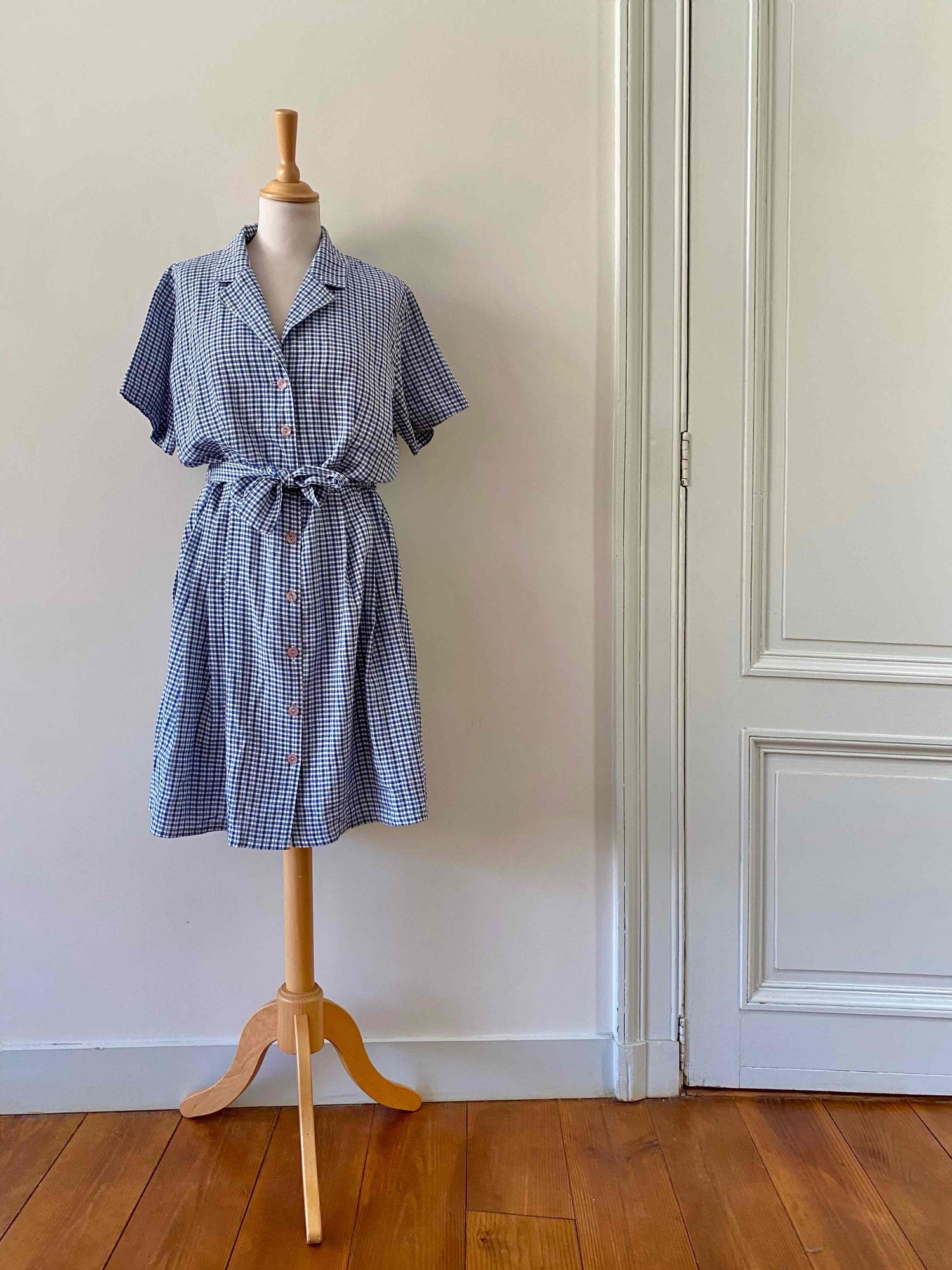 Vichy mini shirt dress