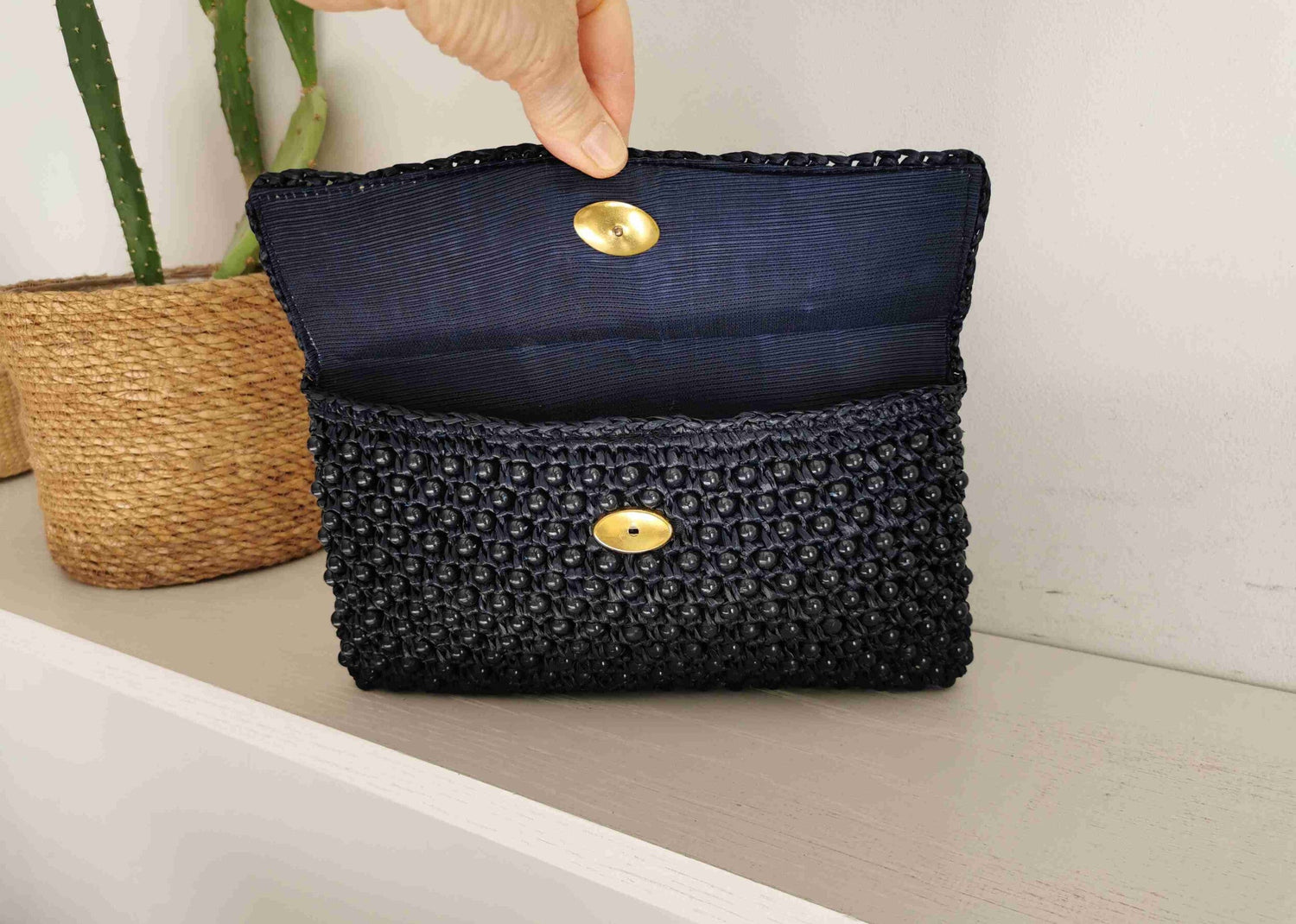 Beaded and crocheted pouch