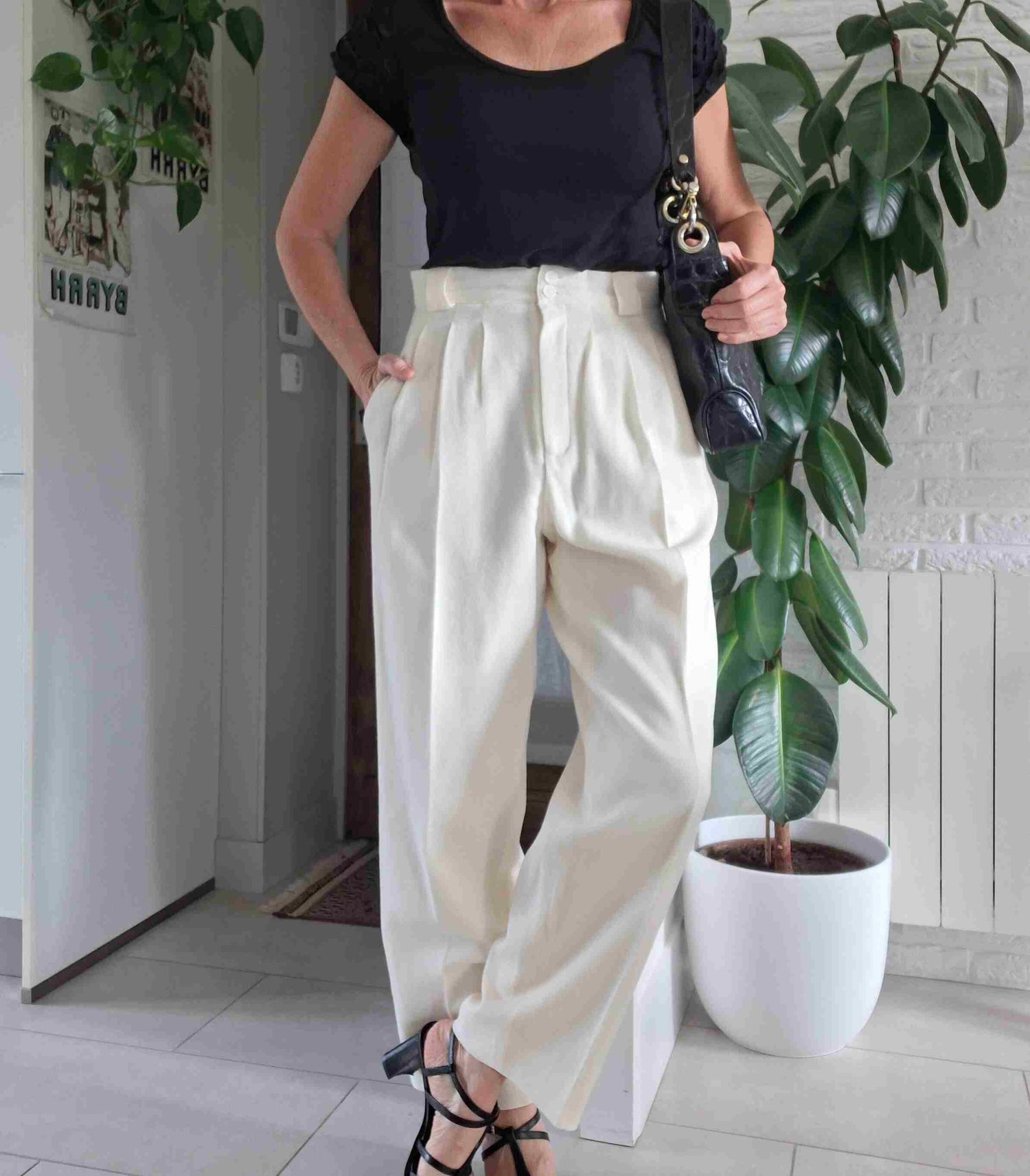 Pantalon à pinces en laine