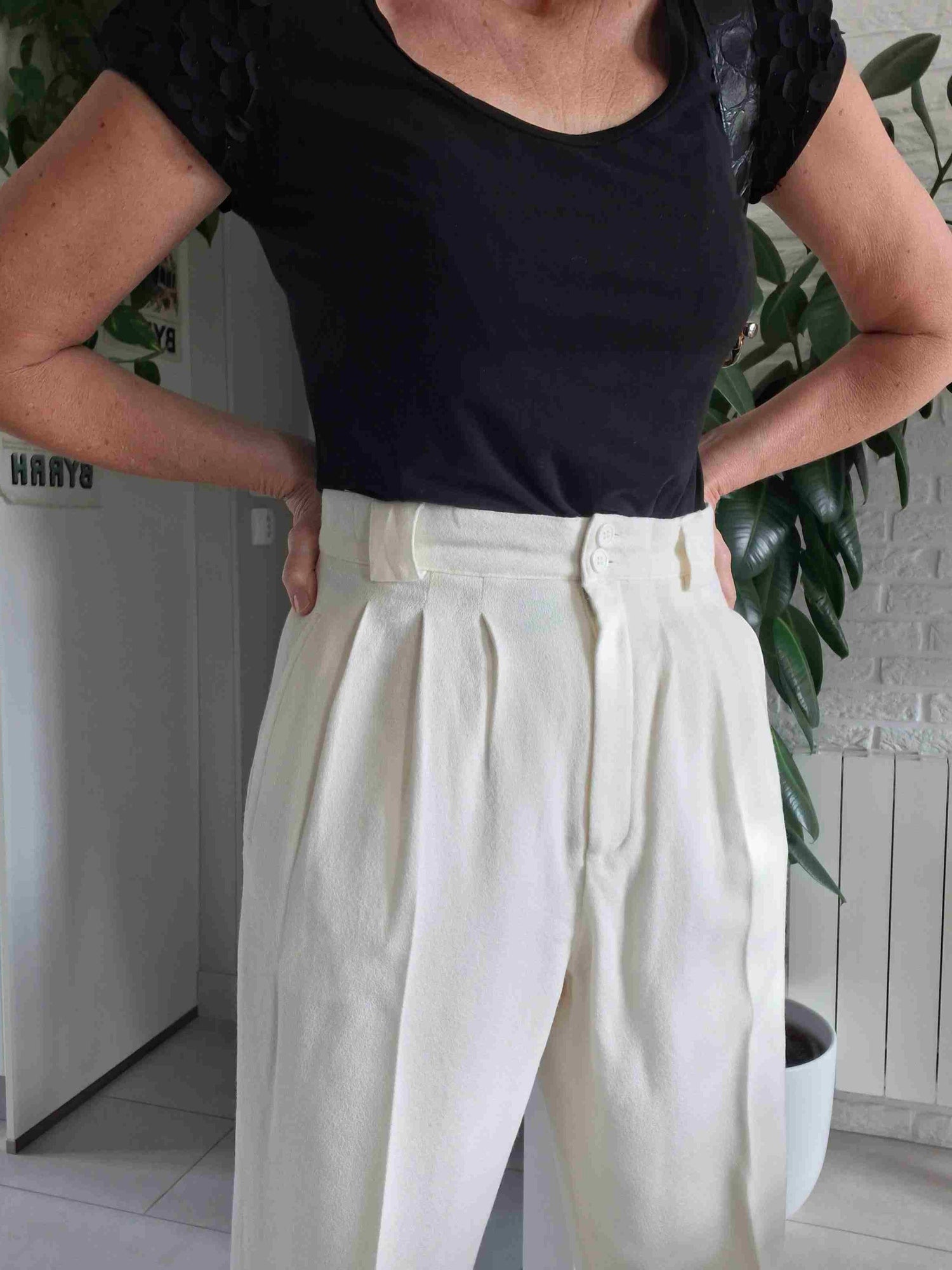 Pantalon à pinces en laine