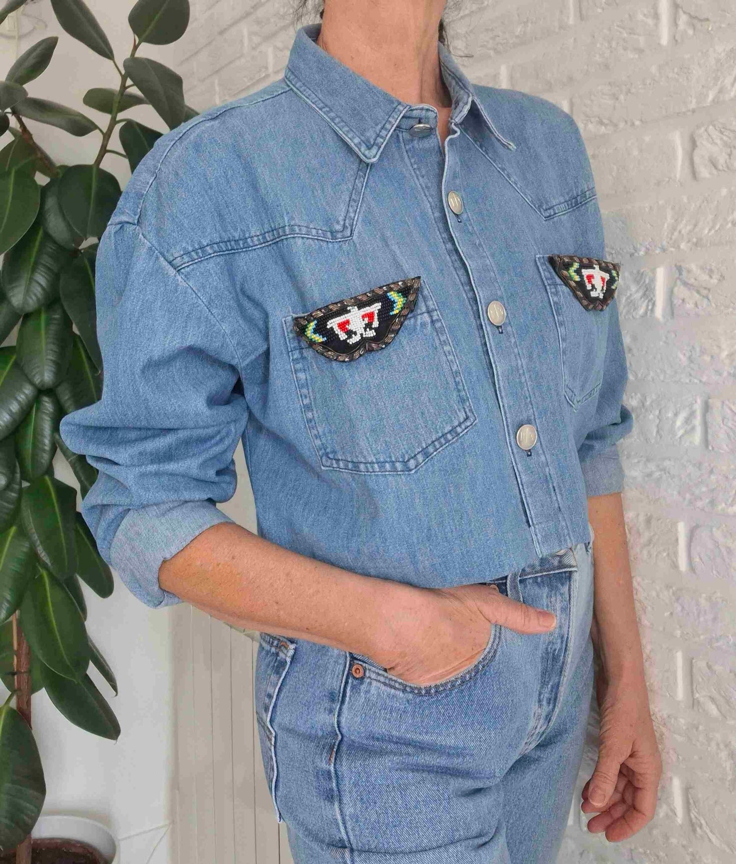 Top en denim 80's