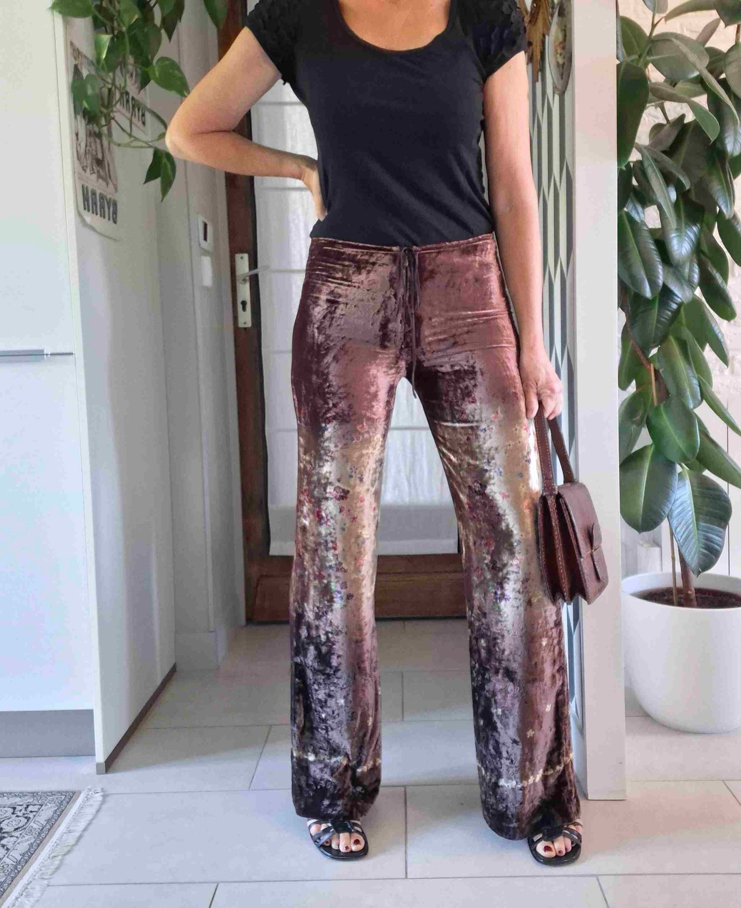 Pantalon flare en soie