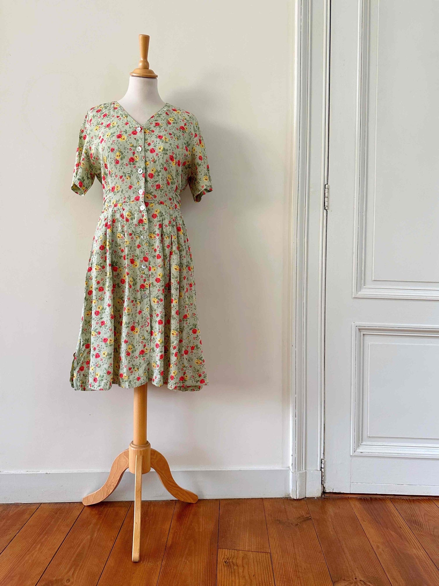 Vichy dress with flowers