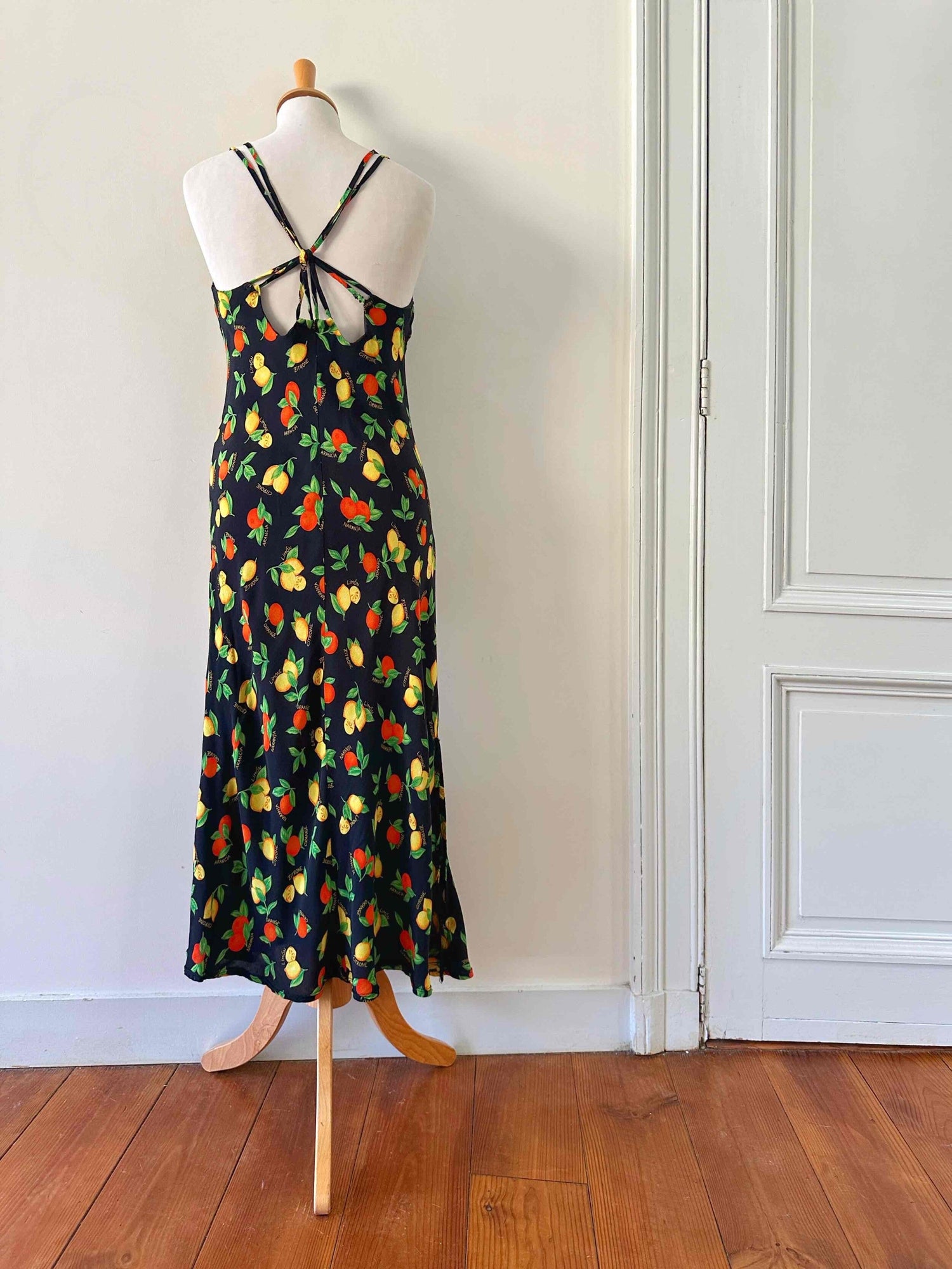 Lemon-colored slip dress