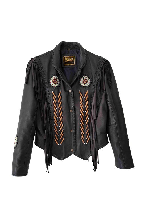 Veste en cuir à franges