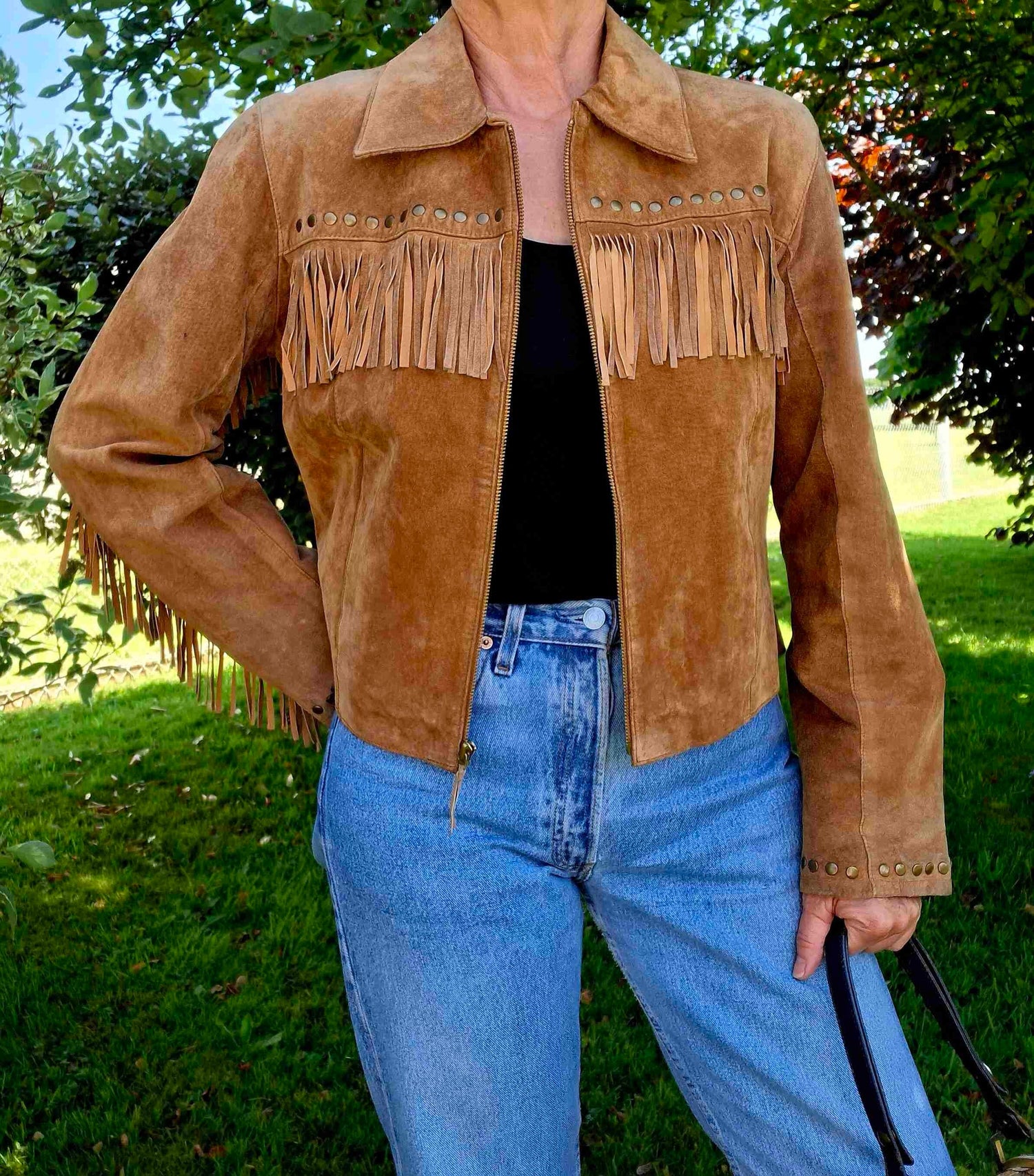 Veste en daim à franges