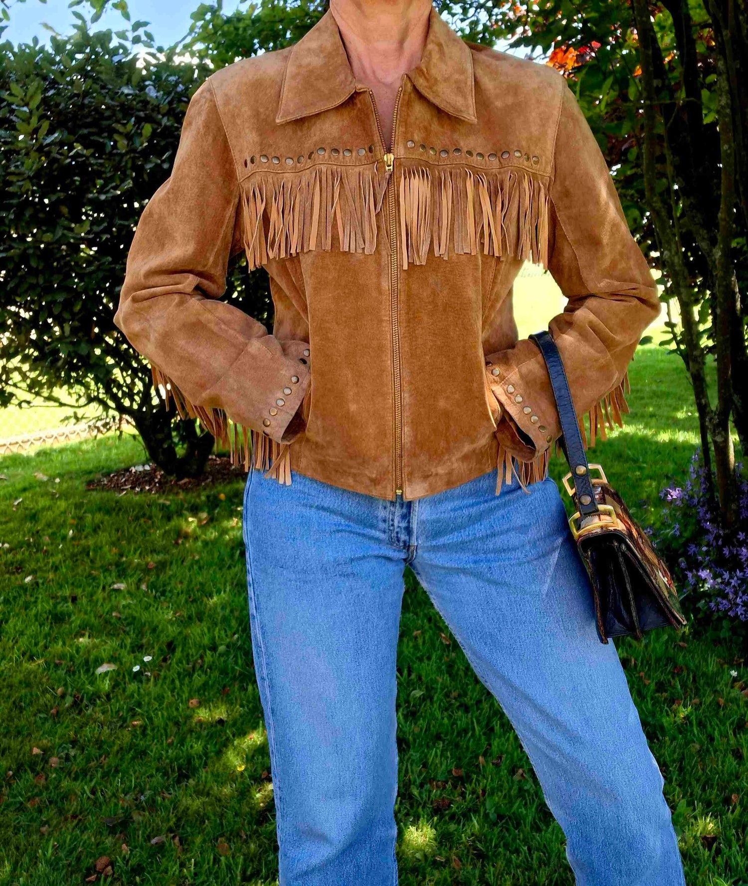 Veste en daim à franges