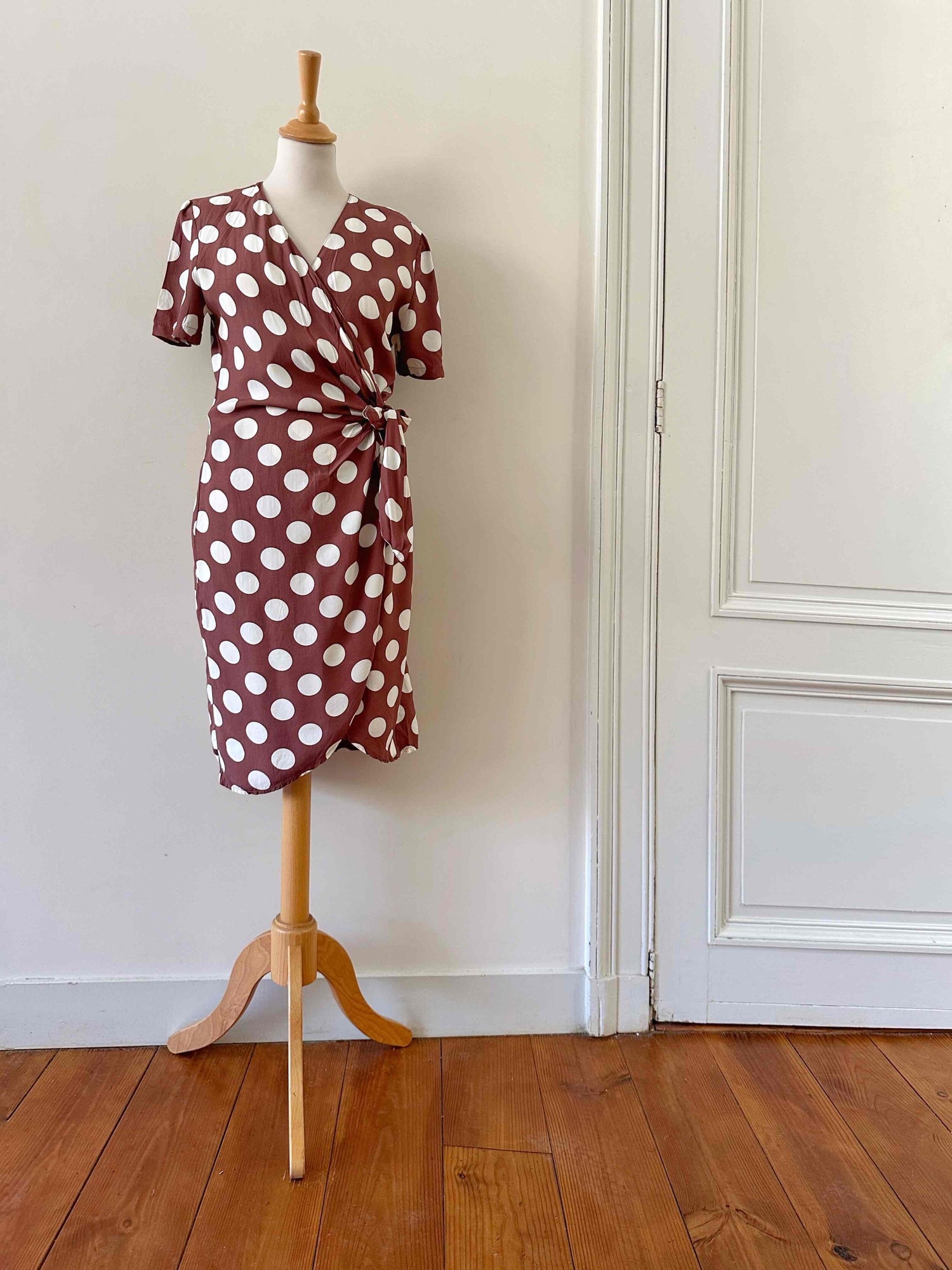 Polka dot wrap dress