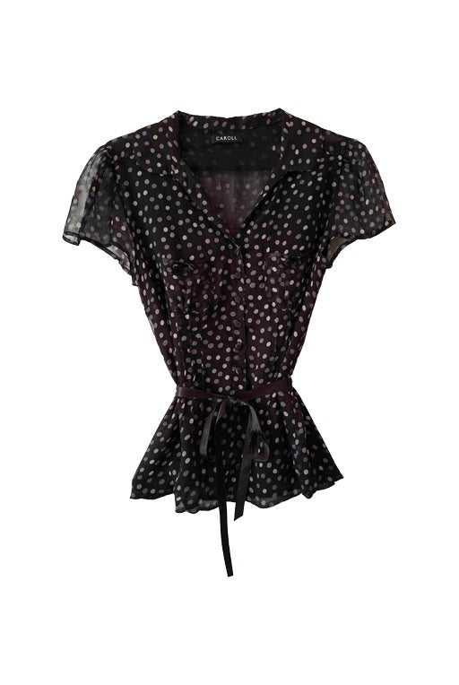 Top à pois en soie