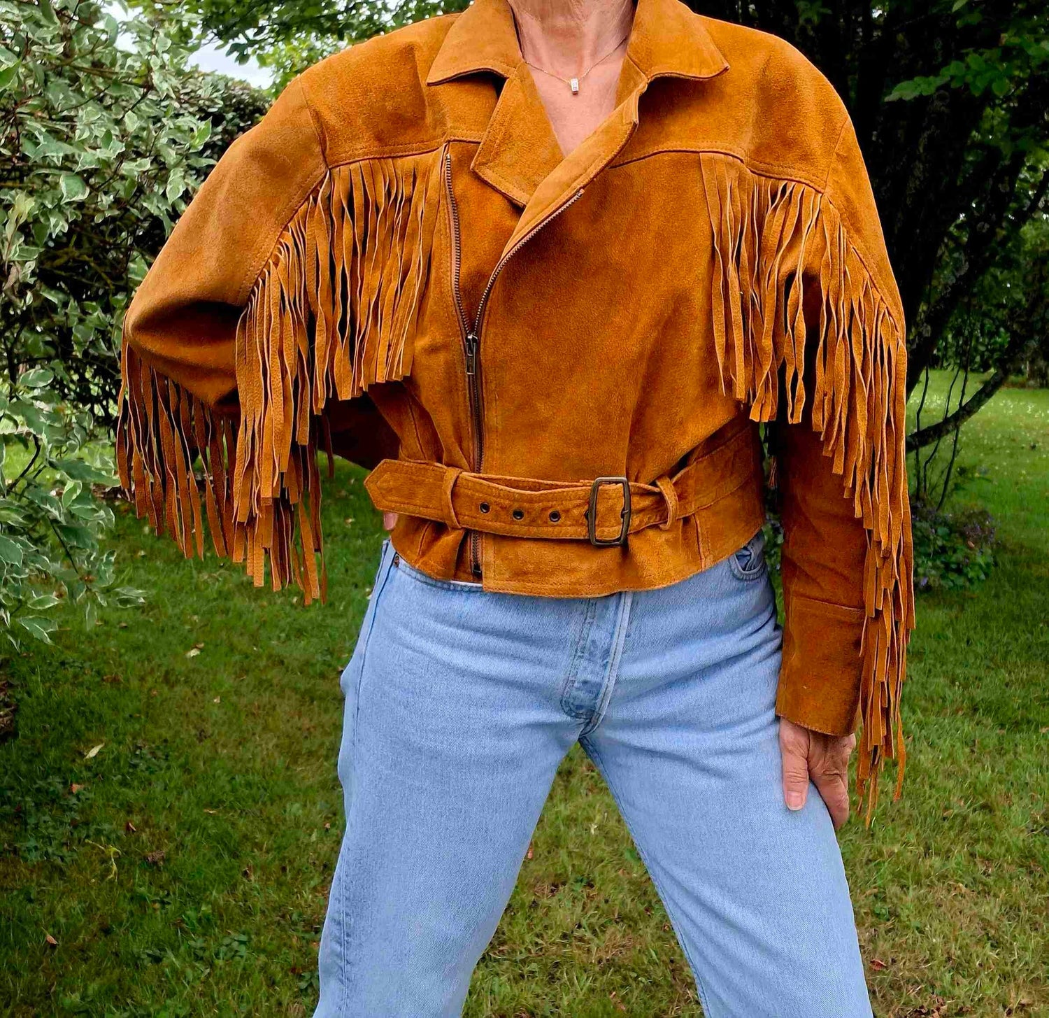 Veste à franges en daim