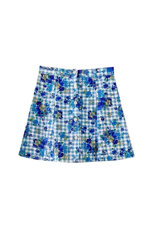 Vichy and floral skirt