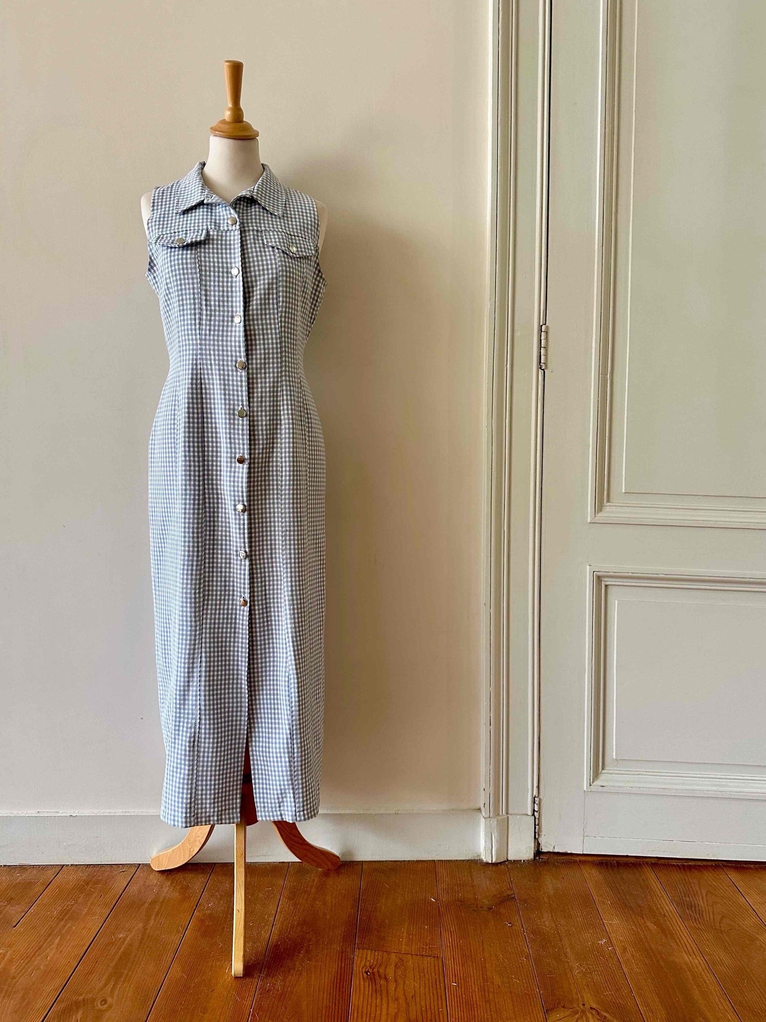 Button-up Vichy dress