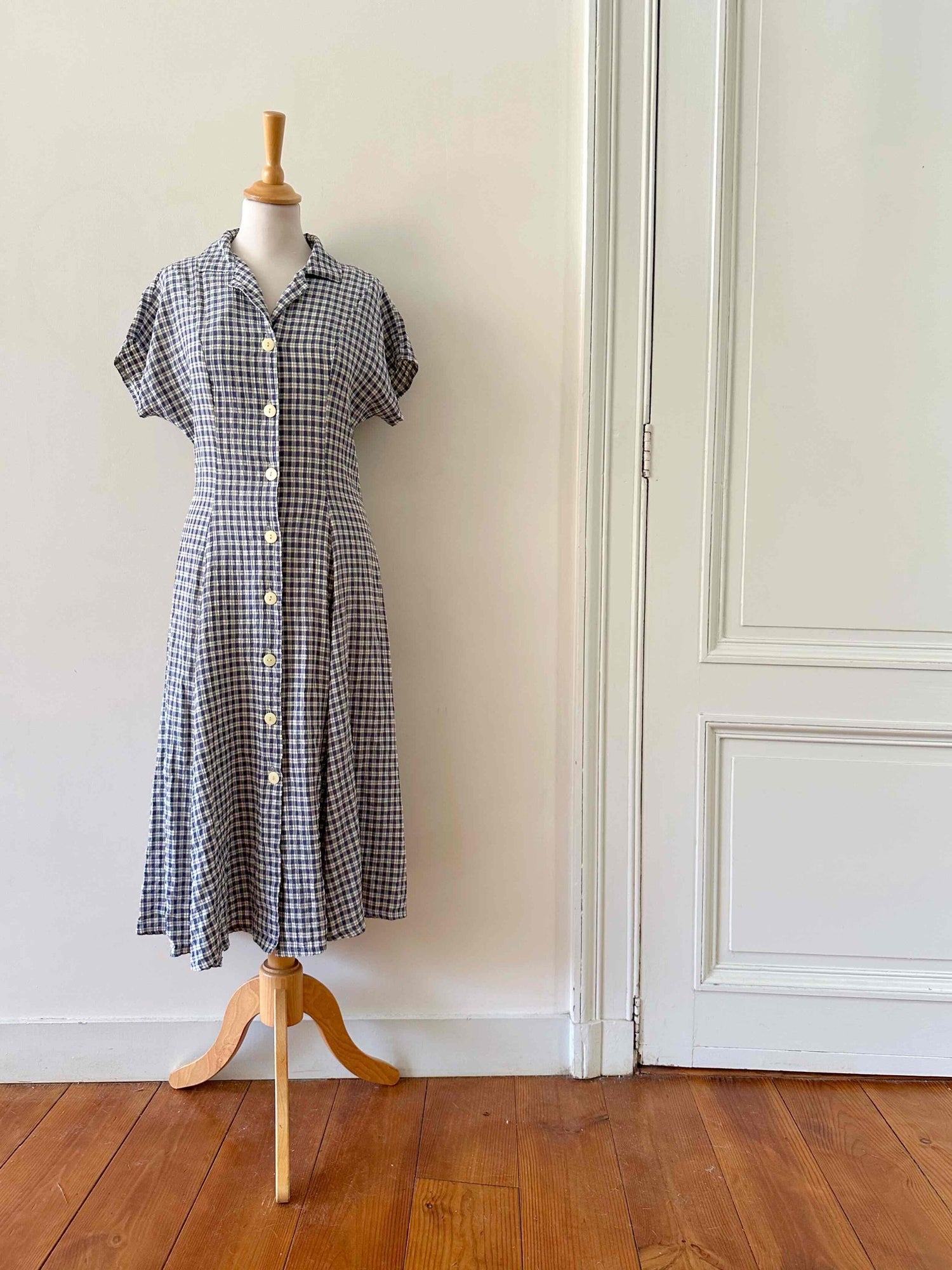 Button-up Vichy dress