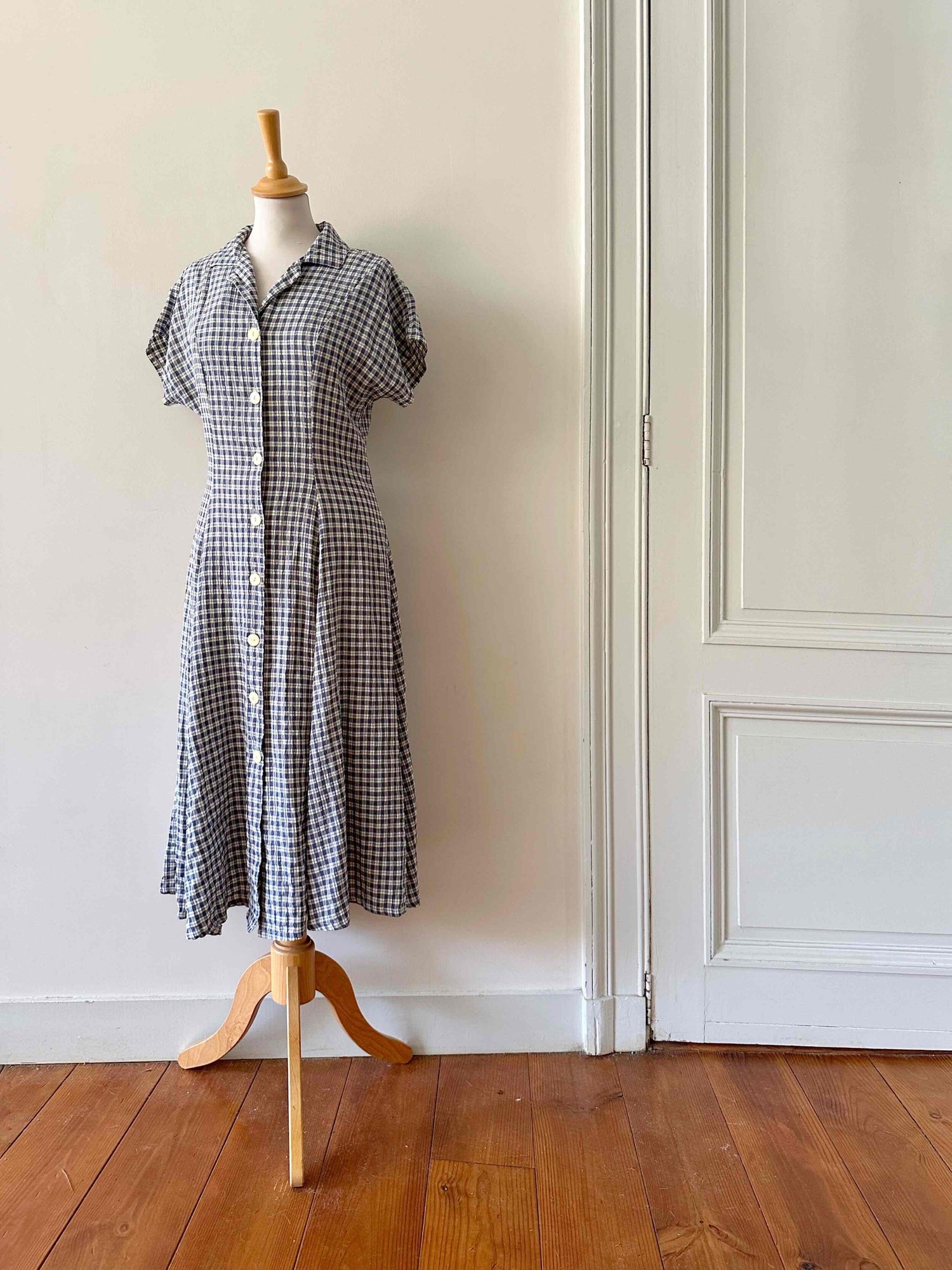 Button-up Vichy dress