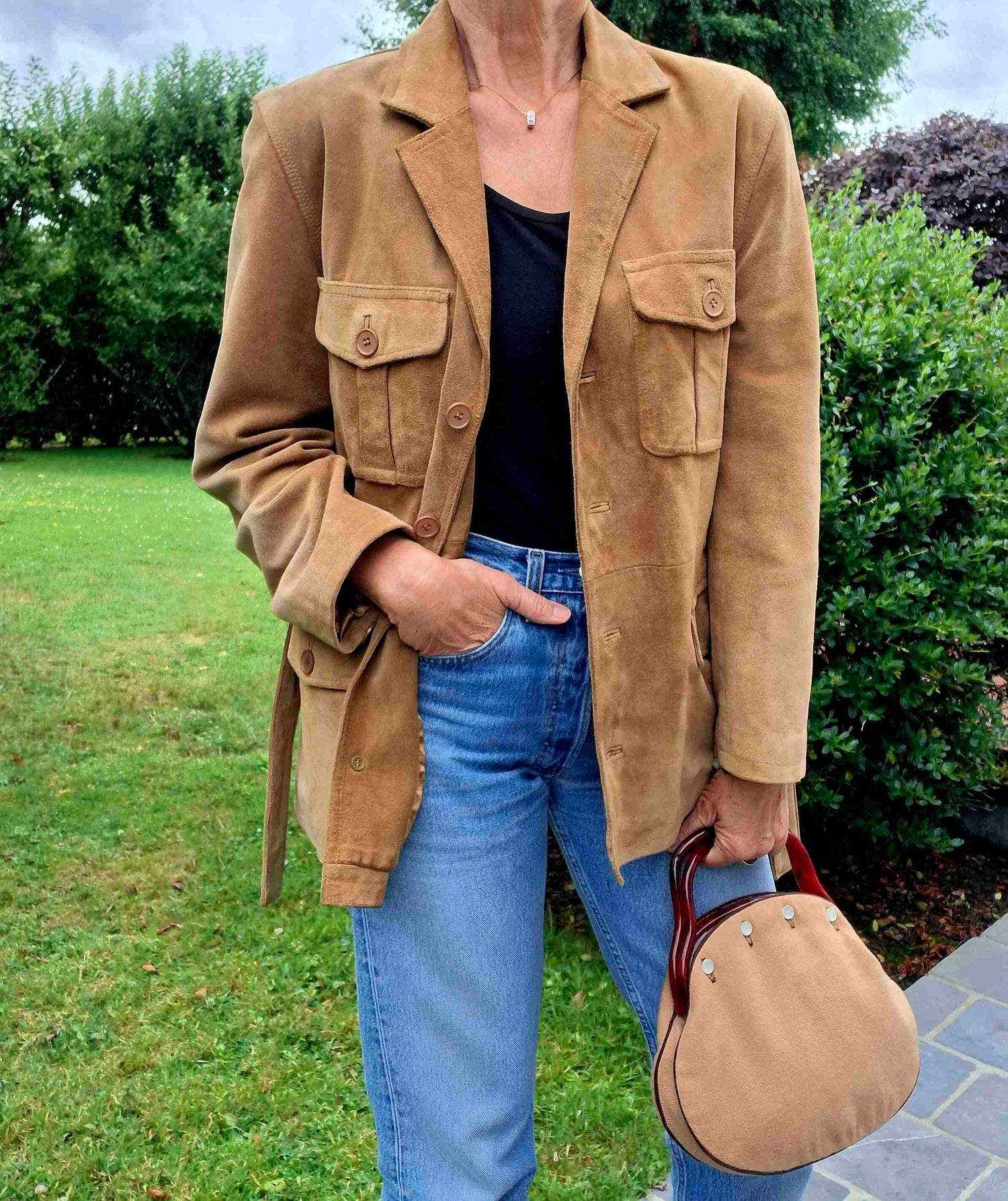 Suede safari jacket